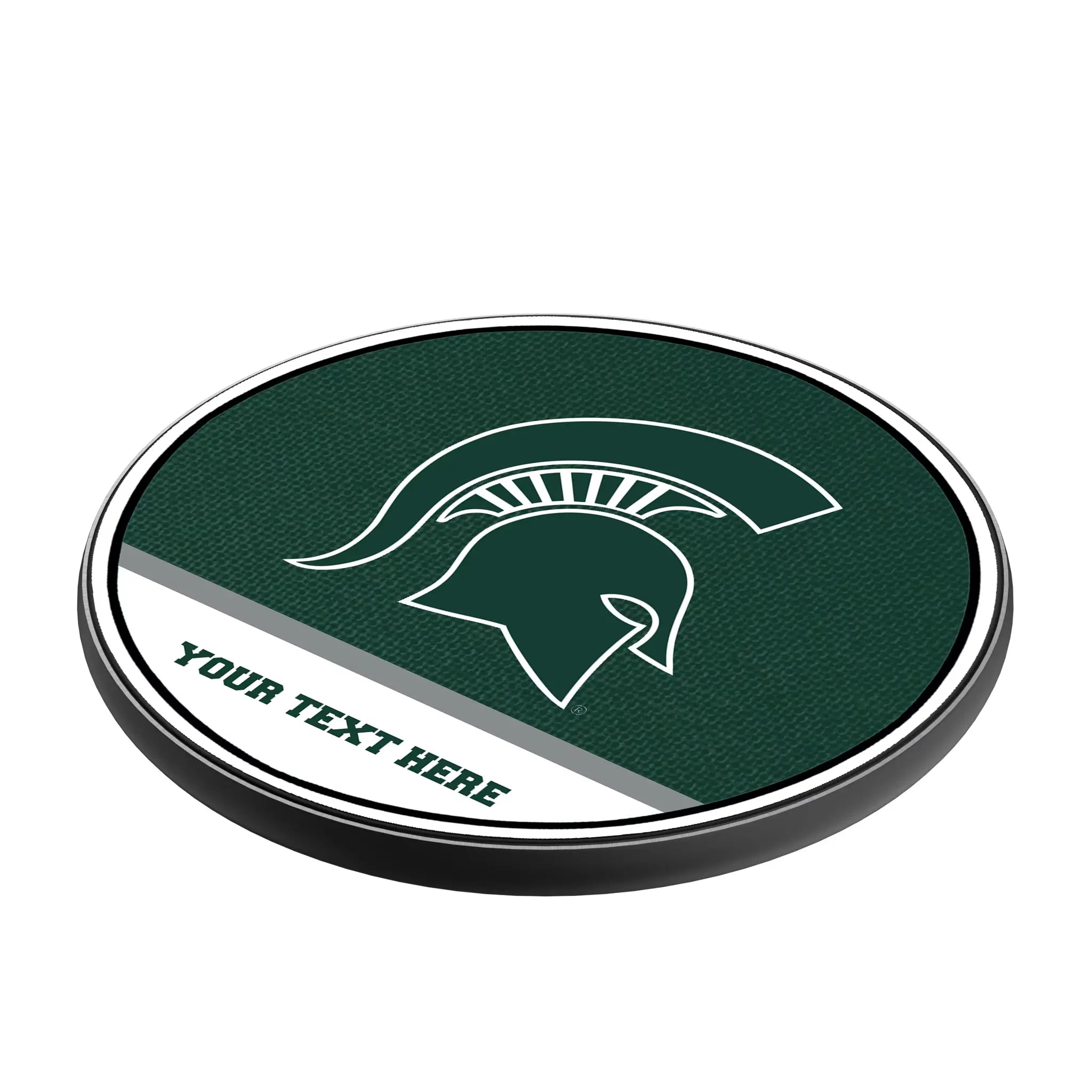 Michigan State University Spartans Personalized Endzone Solid 15-Watt Wireless Charger - Isometric View