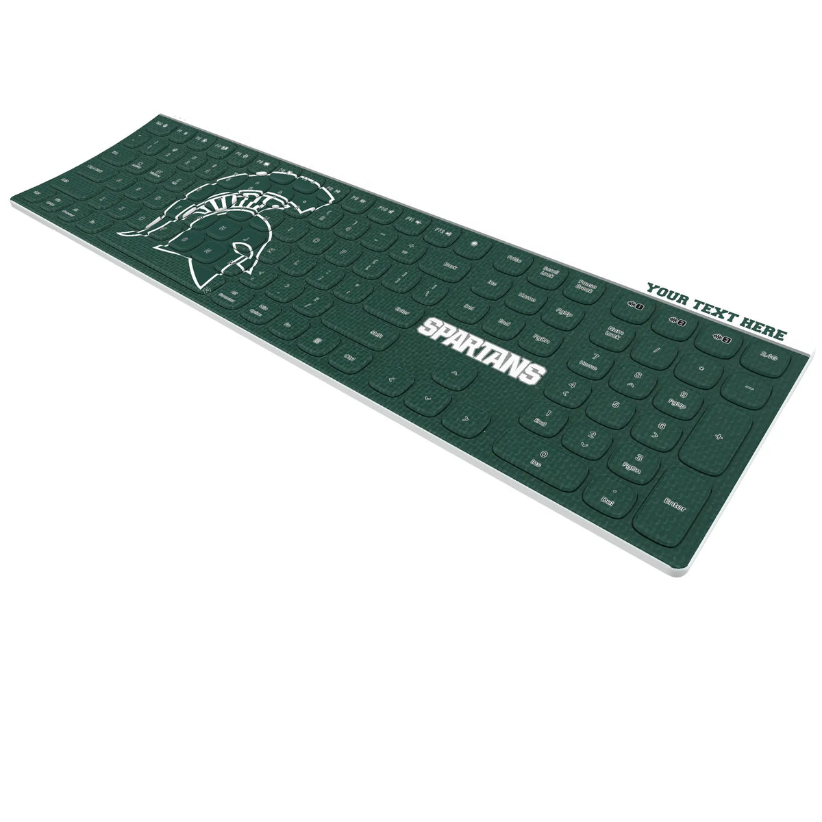 Michigan State University Spartans Personalized Endzone Solid KKB605 Curved Wireless Keyboard - Isometric View
