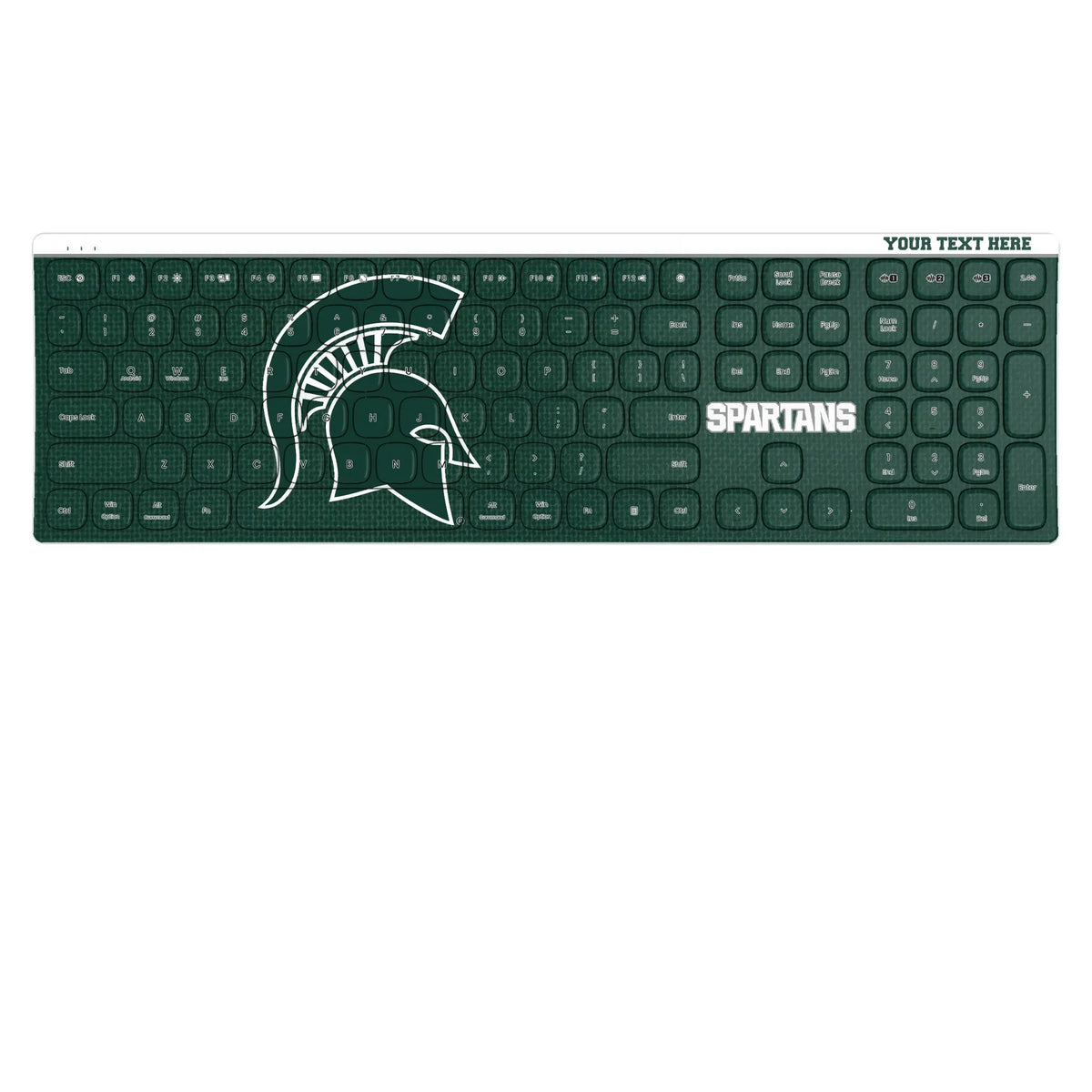 Michigan State University Spartans Personalized Endzone Solid KKB605 Curved Wireless Keyboard