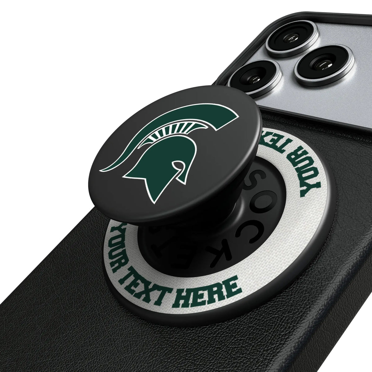 Michigan State University Spartans Personalized Endzone Solid Popsockets Round Magnetic