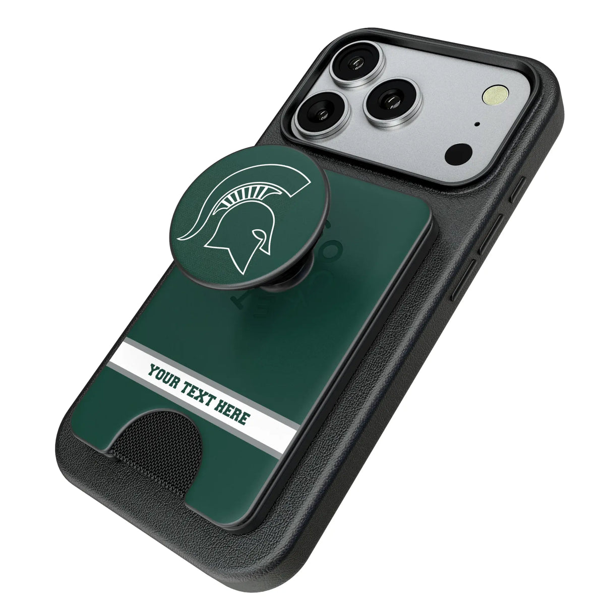 Michigan State University Spartans Personalized Endzone Solid Popsockets Wallet Magnetic - Isometric View