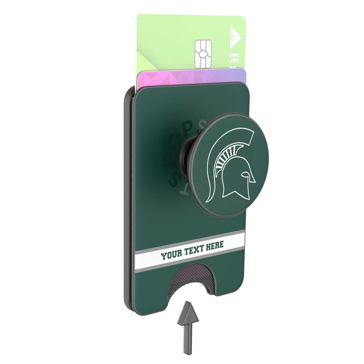 Michigan State University Spartans Personalized Endzone Solid Popsockets Wallet Magnetic - Detail