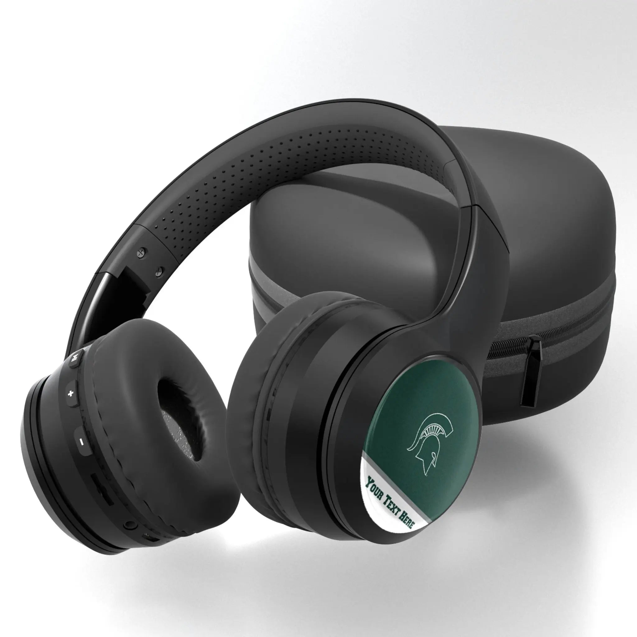 Michigan State University Spartans Personalized Endzone Solid Wireless Over-Ear BT Headphones With Case