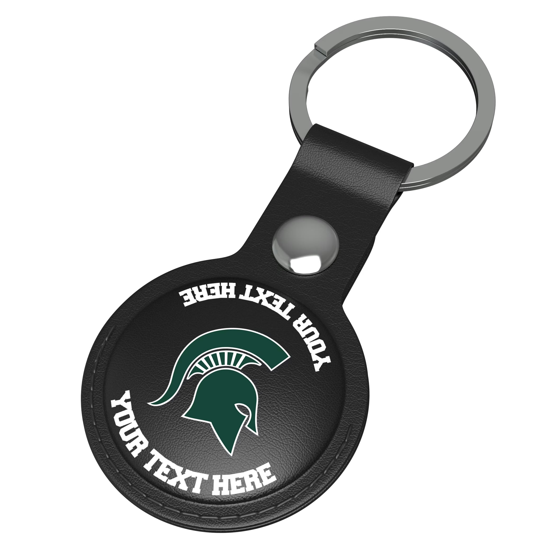 Michigan State University Spartans Personalized Insignia AirTag Black Airtag Holder - Isometric View