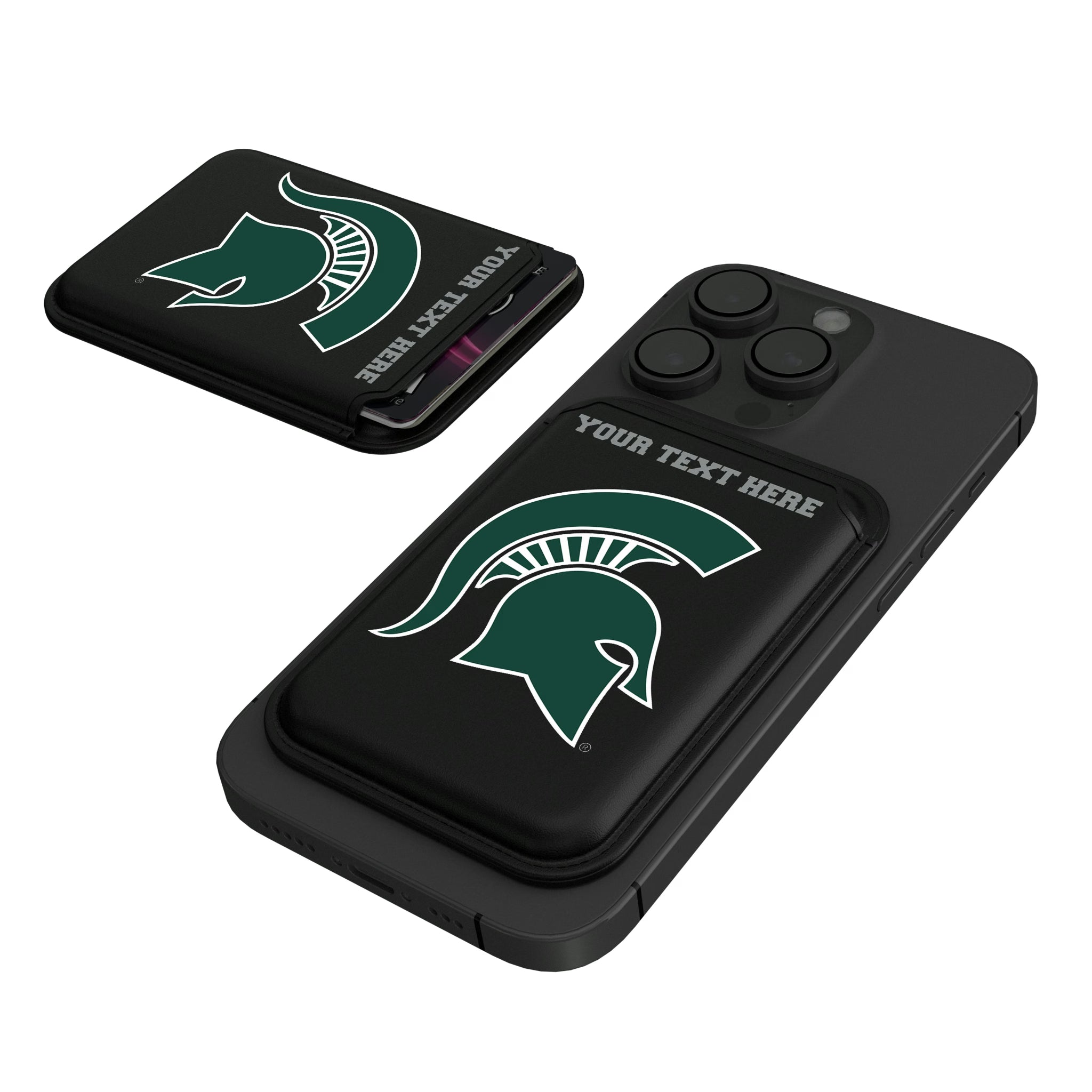 Michigan State University Spartans Personalized Insignia Black Magnetic Credit Card Wallet