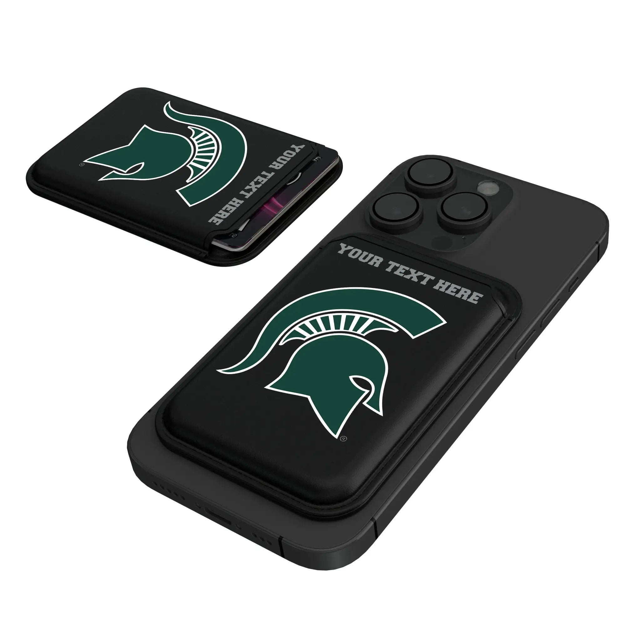 Michigan State University Spartans Personalized Insignia Black Magnetic Credit Card Wallet