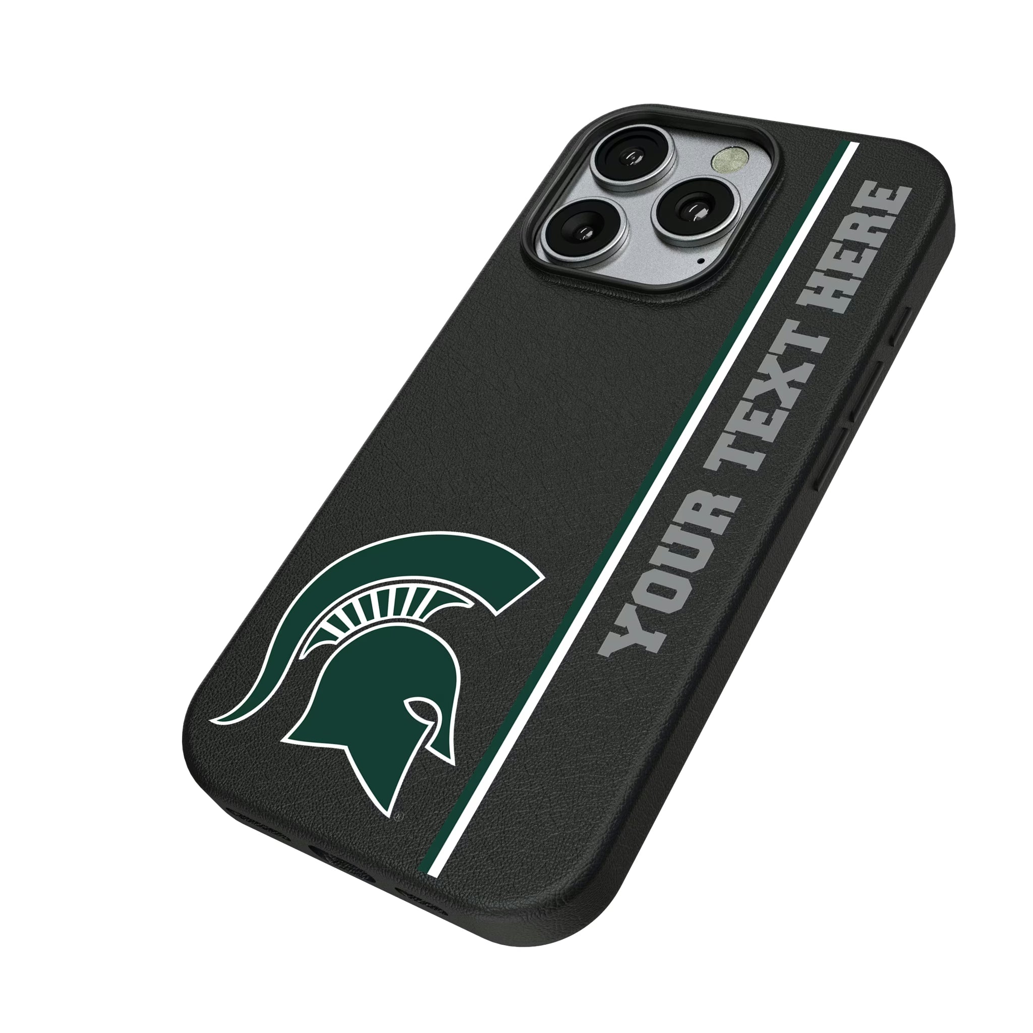 Michigan State University Spartans Personalized Sidebard iPhone MagSafe Compatible Phone Case for Apple iPhone - Isometric View