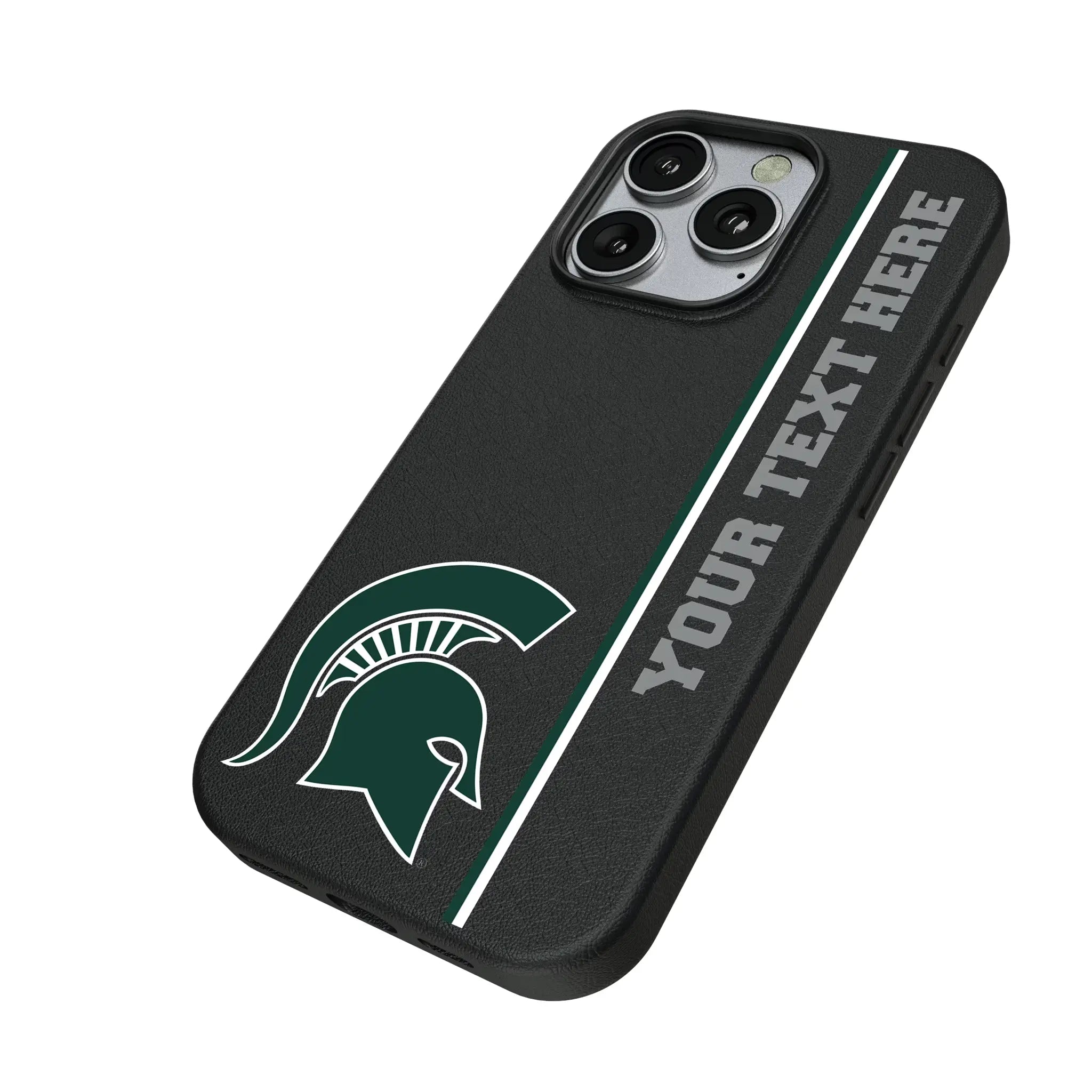 Michigan State University Spartans Personalized Sidebard iPhone MagSafe Compatible Phone Case for Apple iPhone - Isometric View