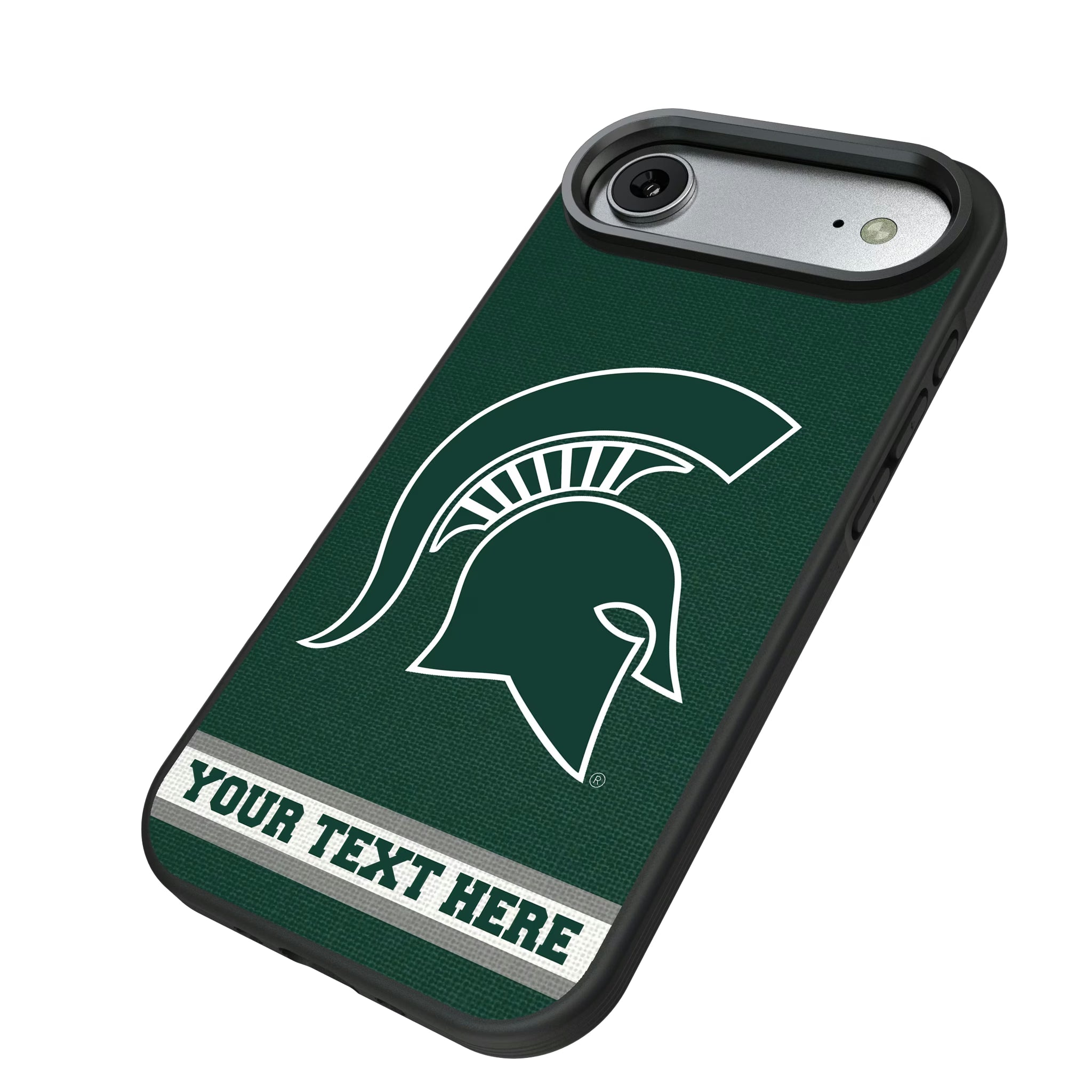 Michigan State University Spartans Personalized Stripe iPhone Bump Phone Case for Apple iPhone - Isometric View#Device_iPhone Air