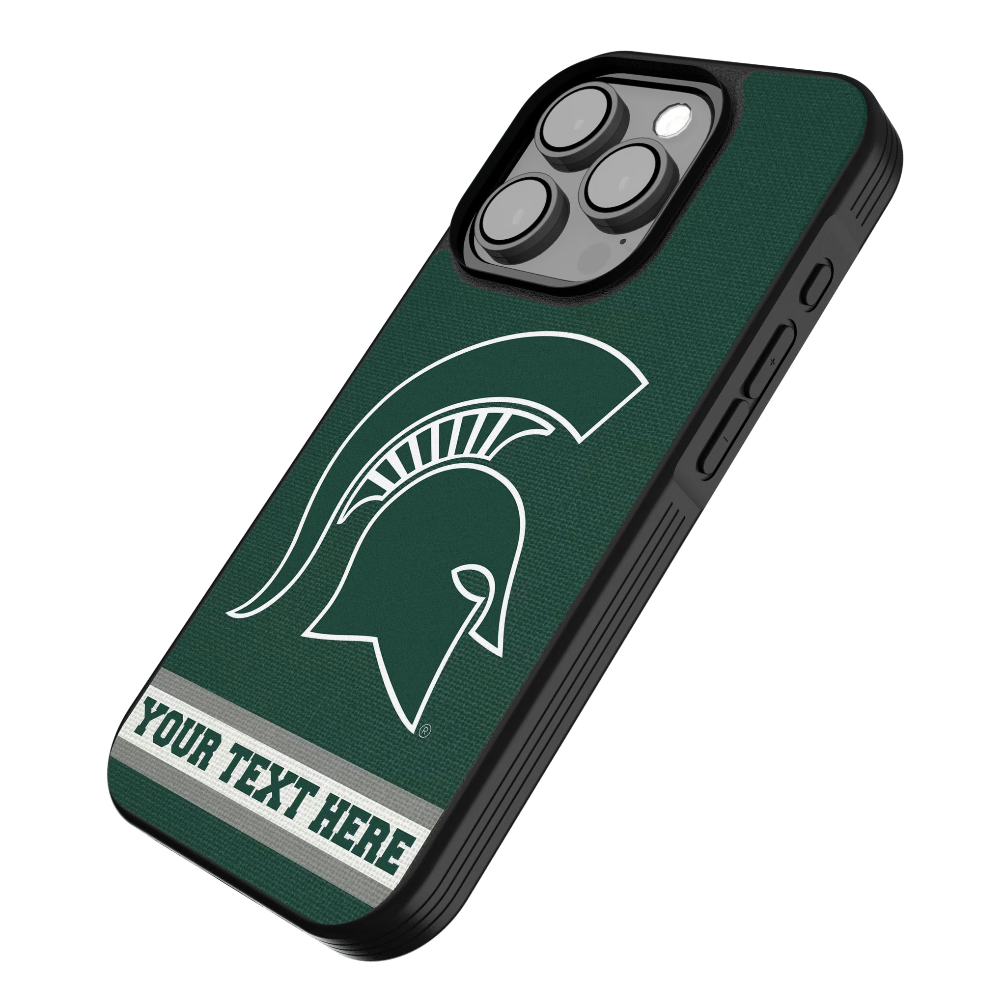 Michigan State University Spartans Personalized Stripe iPhone Bump Phone Case for Apple iPhone - Isometric View