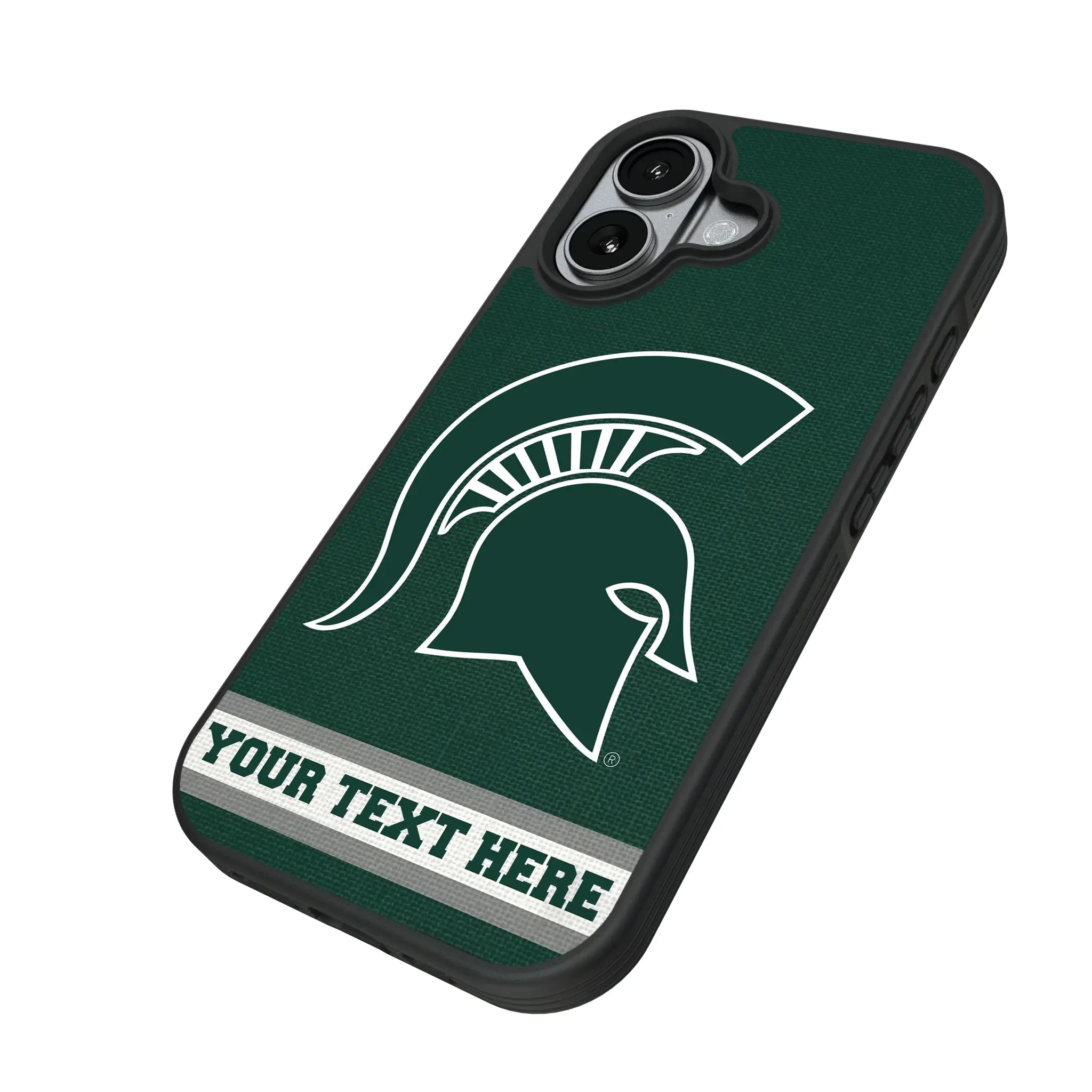 Michigan State University Spartans Personalized Stripe iPhone Bump Phone Case for Apple iPhone - Isometric View#Device_iPhone 17