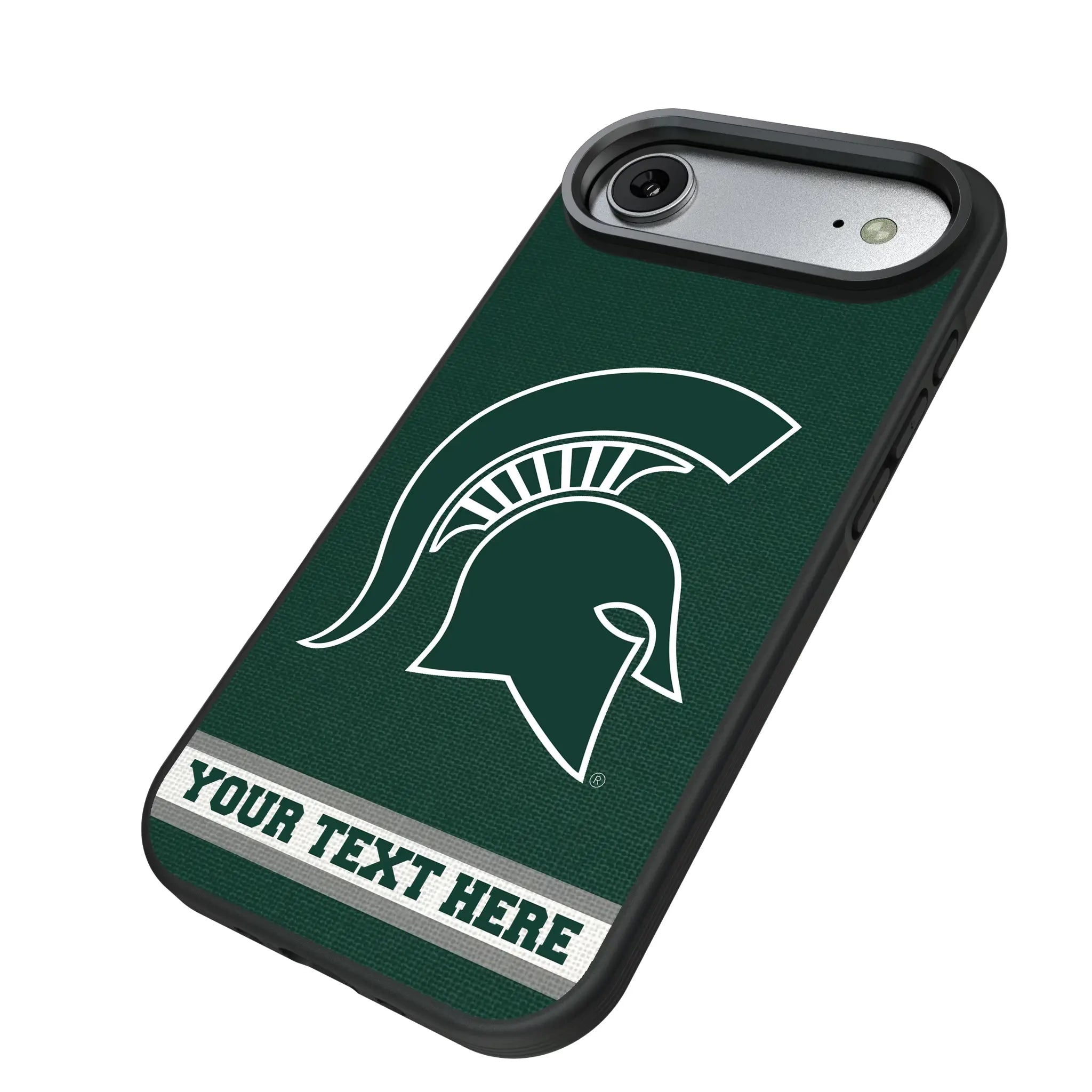 Michigan State University Spartans Personalized Stripe iPhone Bump Phone Case for Apple iPhone - Isometric View#Device_iPhone Air