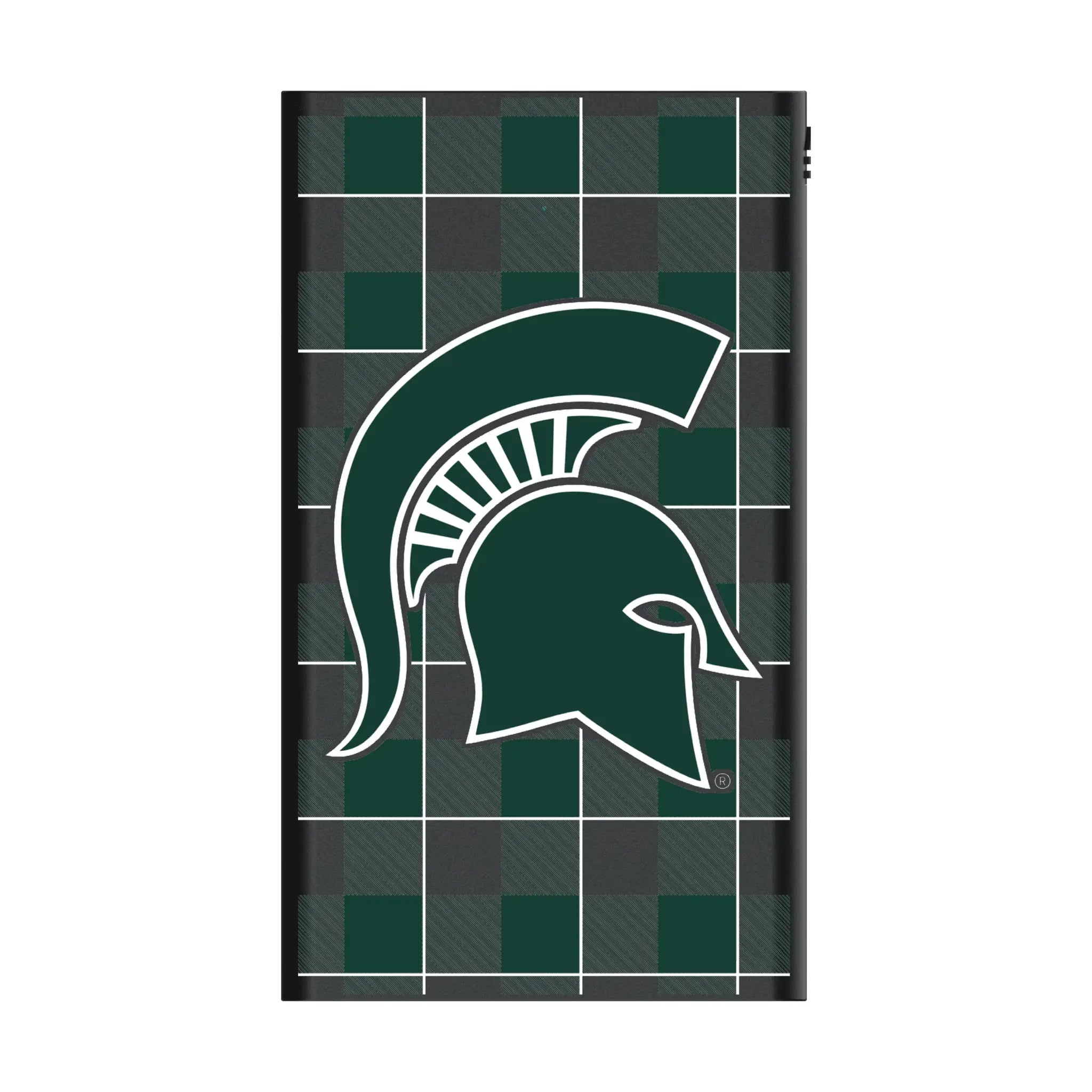 Michigan State University Spartans Plaid 5000mAh Flat Power Bank