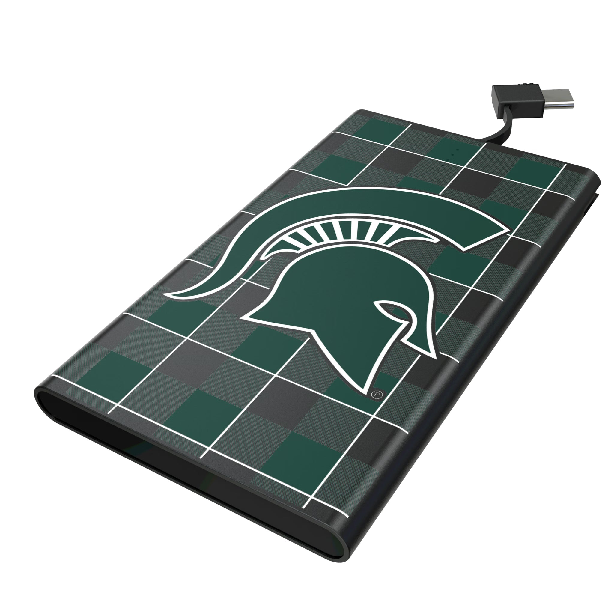 Michigan State University Spartans Plaid 5000mAh Flat Powerbank