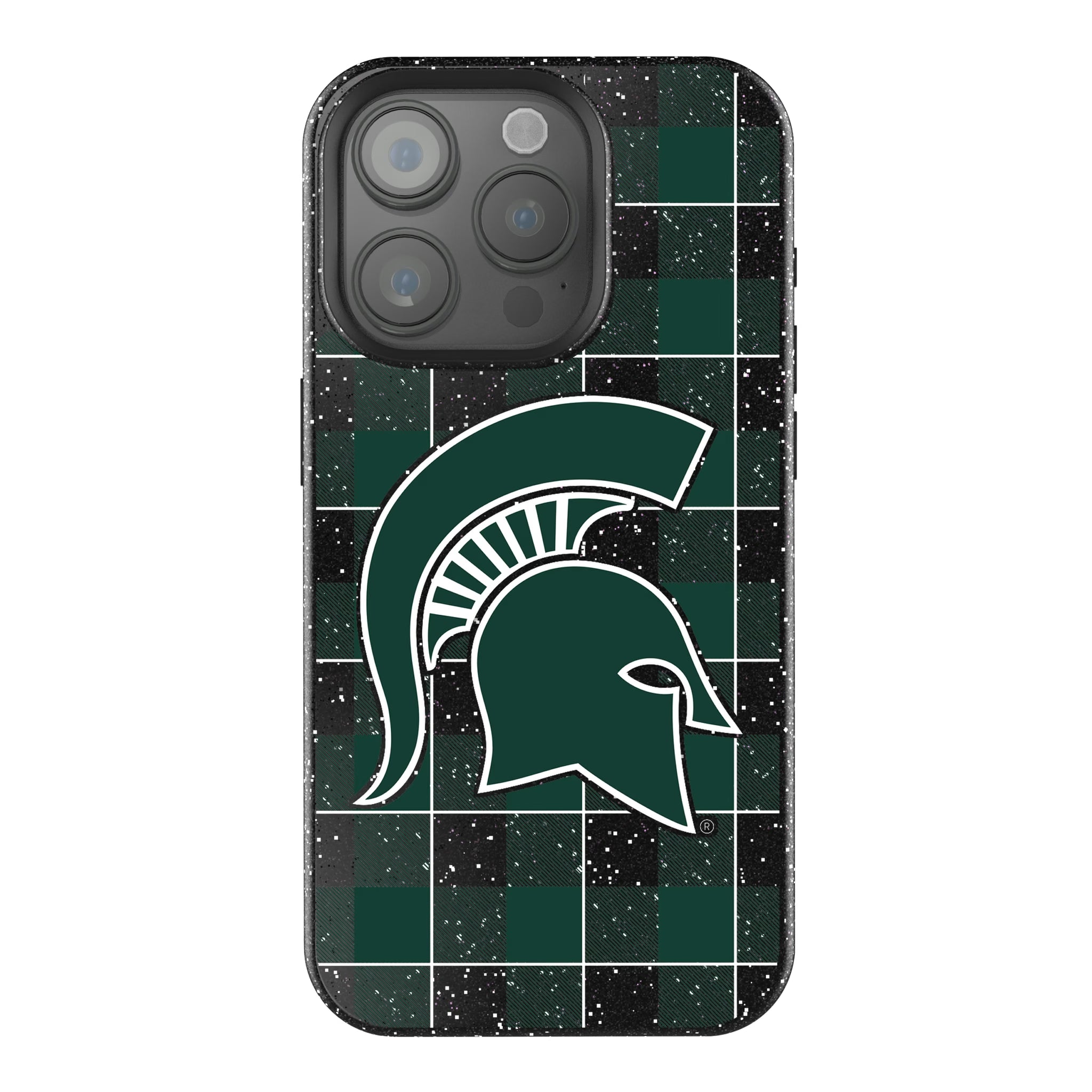 Michigan State University Spartans Plaid iPhone Bling Phone Case for Apple iPhone