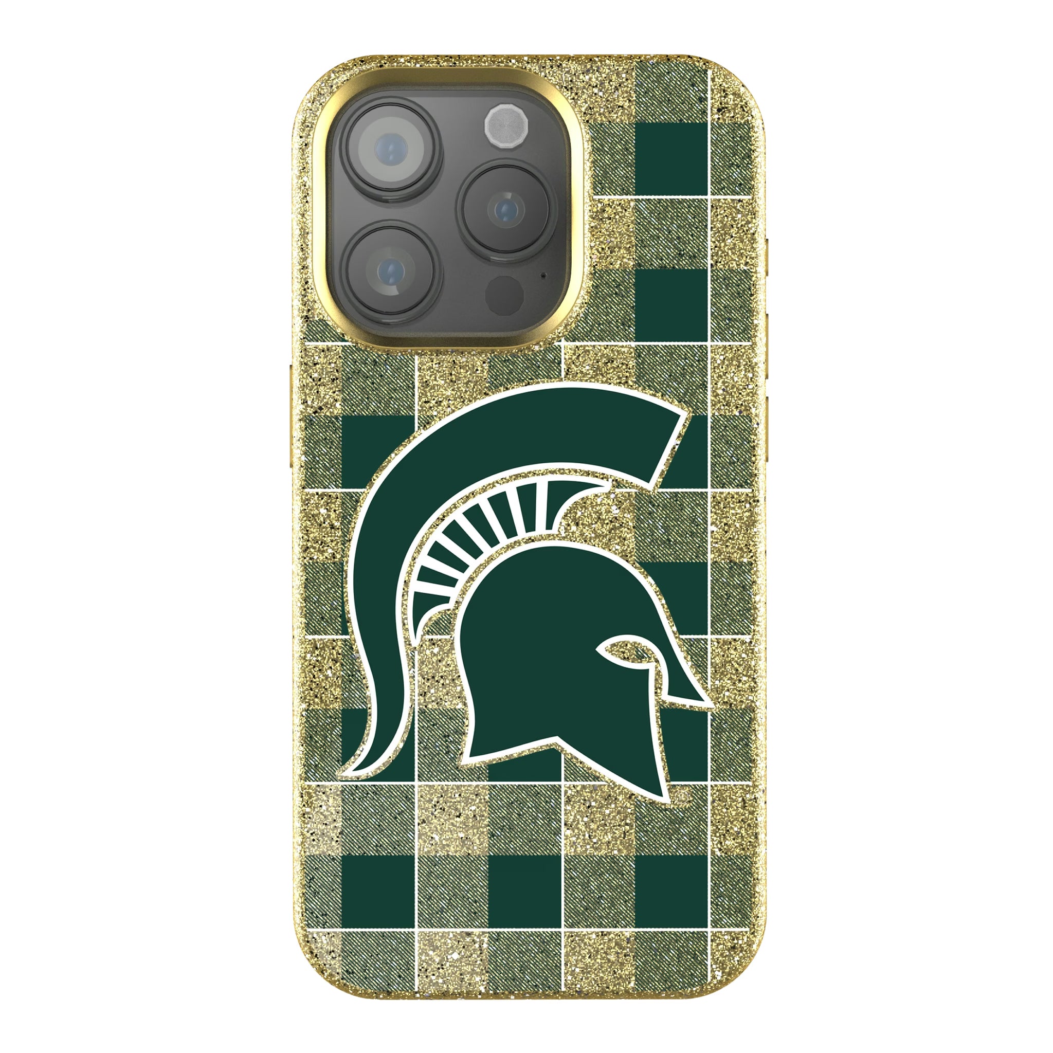 Michigan State University Spartans Plaid iPhone Bling Phone Case for Apple iPhone