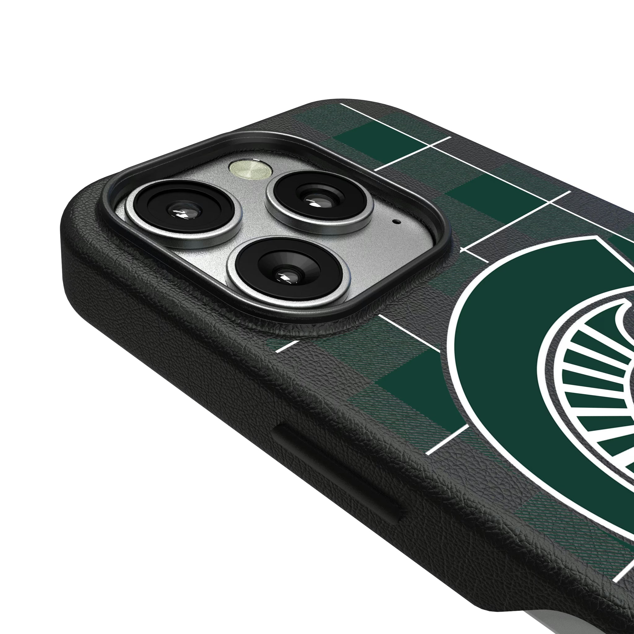Michigan State University Spartans Plaid iPhone MagSafe Compatible Phone Case for Apple iPhone - Detail