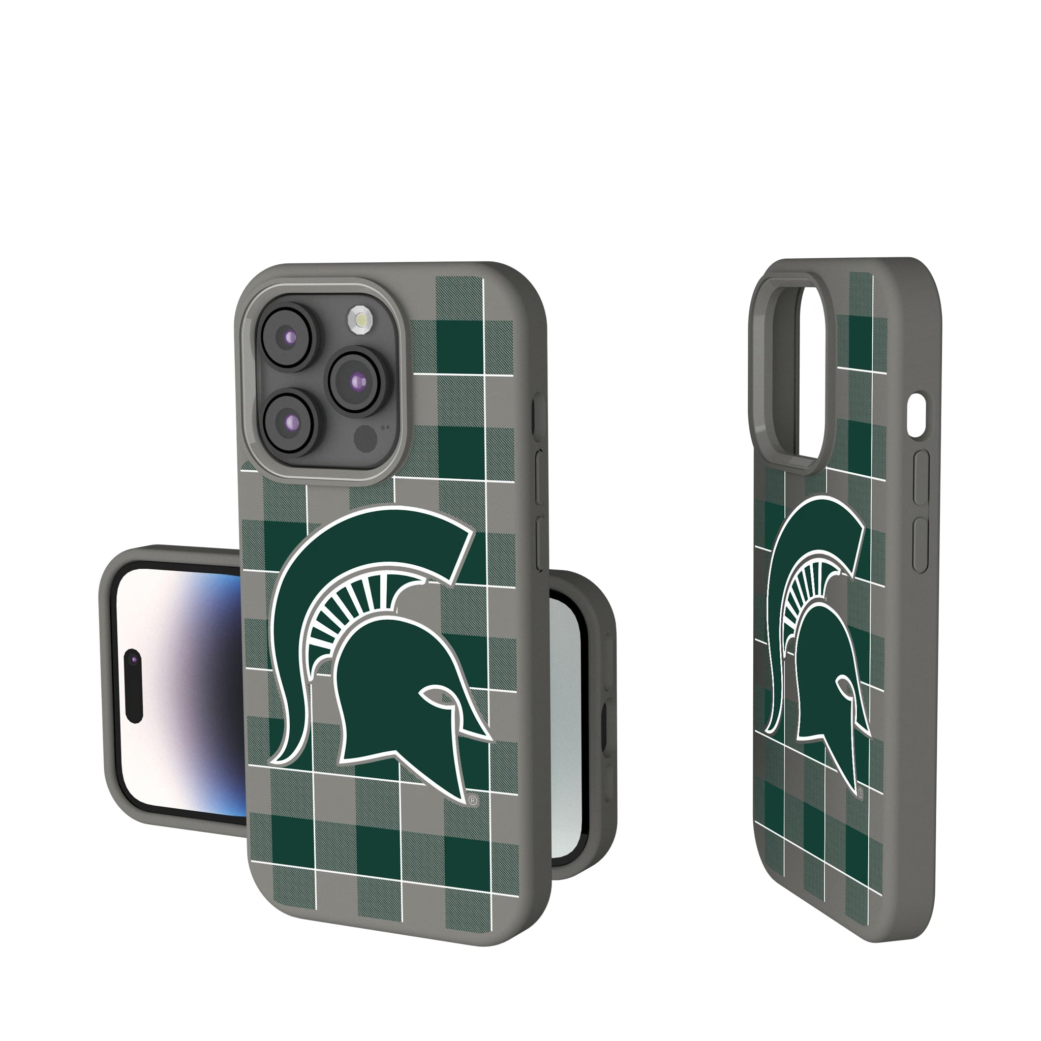 Michigan State University Spartans Plaid iPhone Soft Touch Phone Case for Apple iPhone
