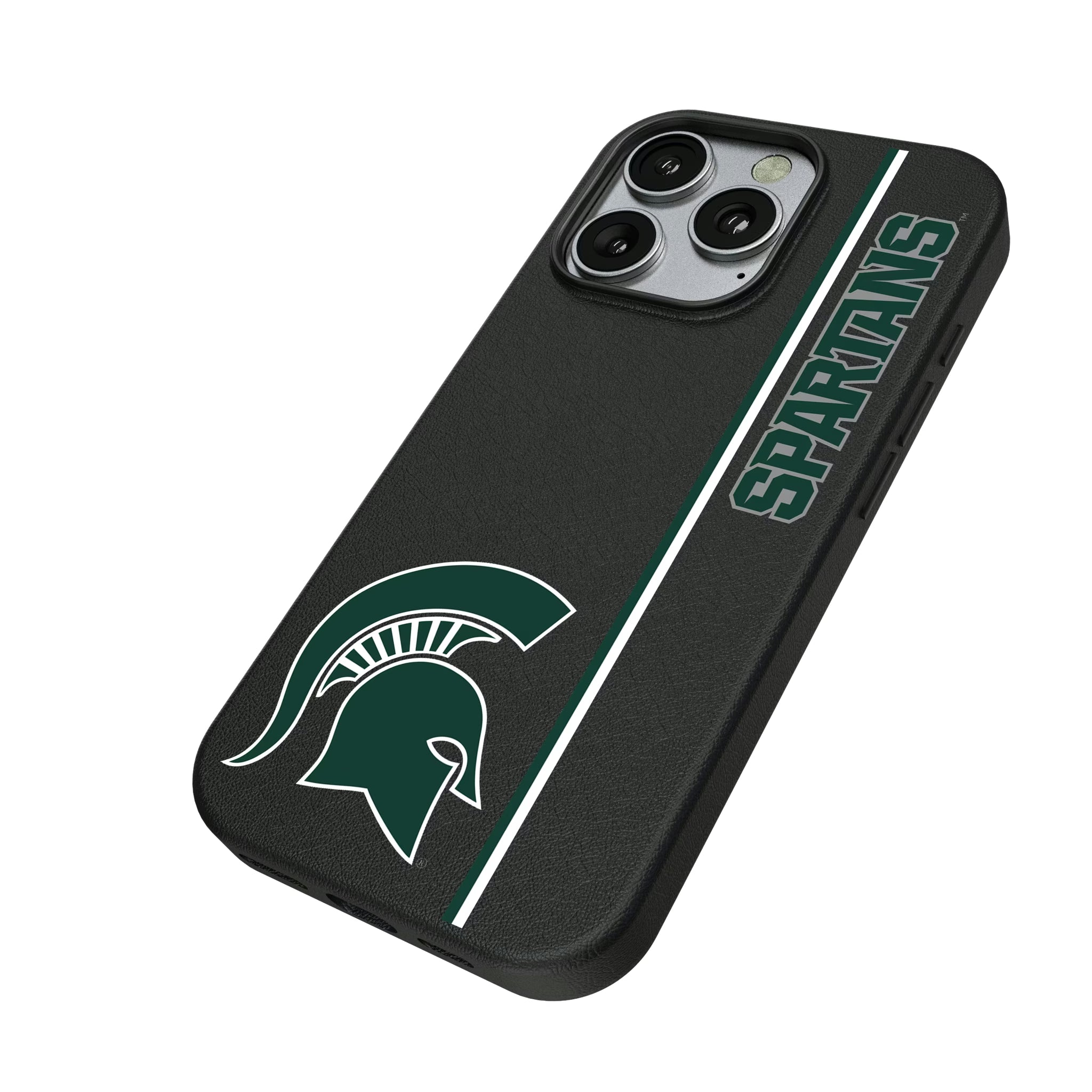 Michigan State University Spartans Sidebar iPhone MagSafe Compatible Phone Case for Apple iPhone - Isometric View