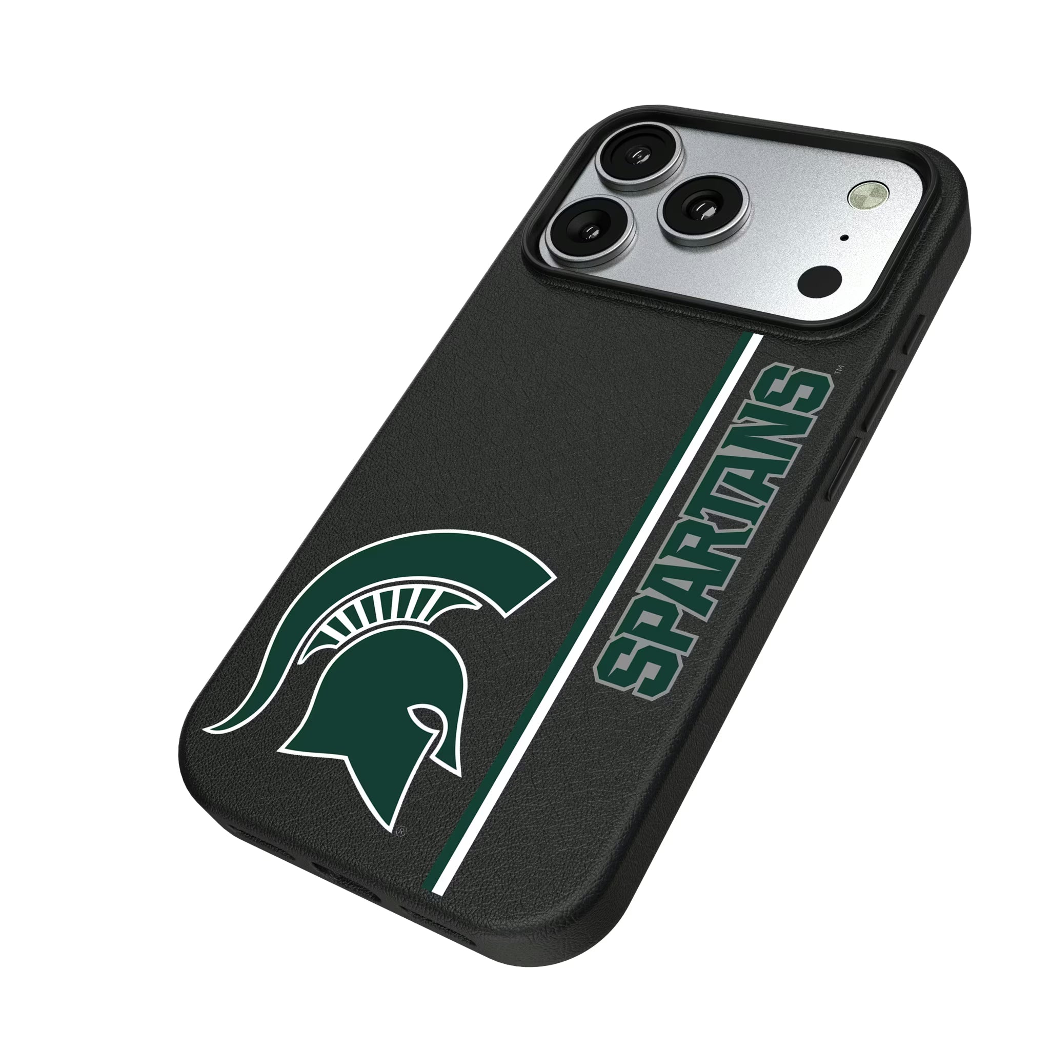 Michigan State University Spartans Sidebar iPhone MagSafe Compatible Phone Case for Apple iPhone - Isometric View#Device_iPhone 17 Pro