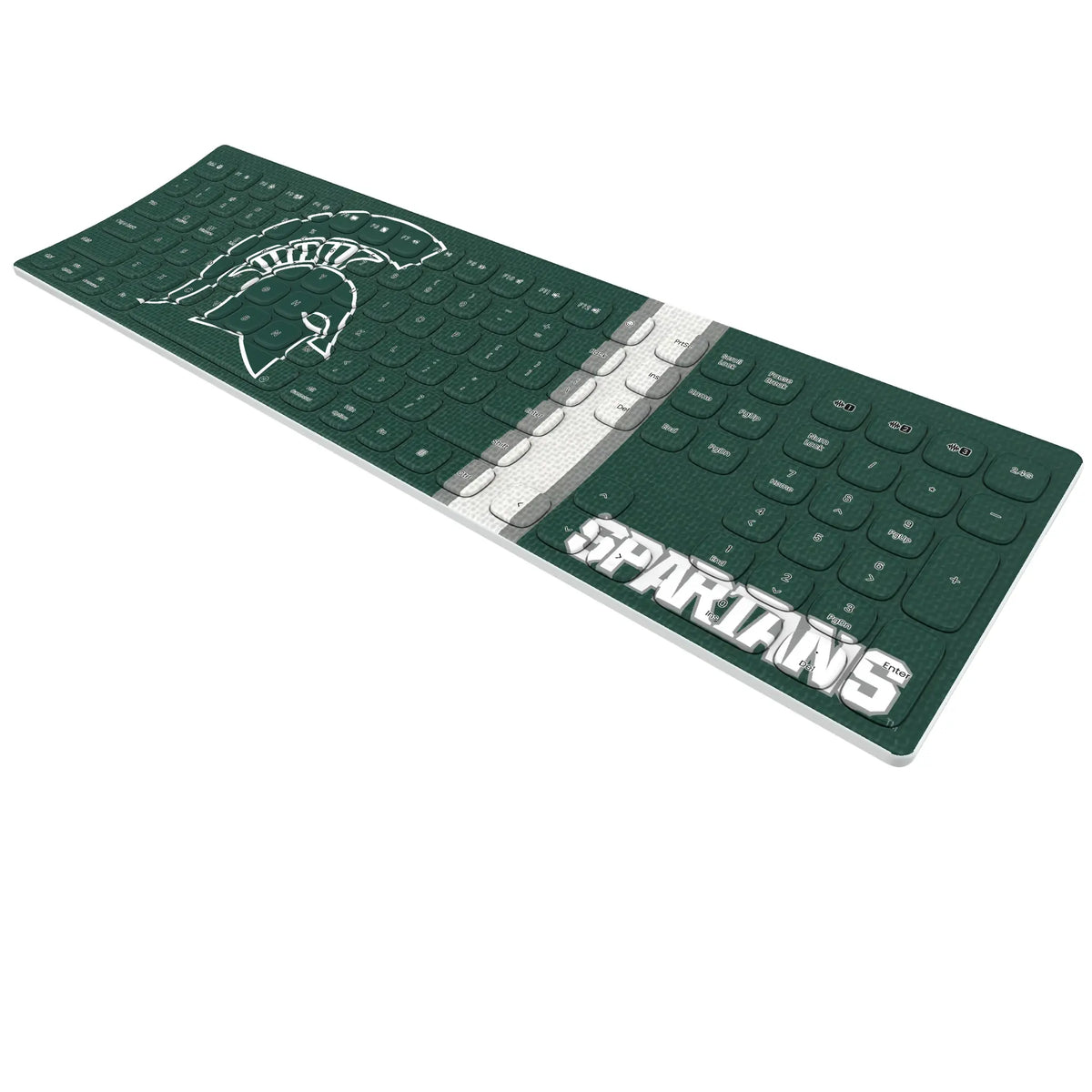 Michigan State University Spartans Stripe KKB605 Curved Wireless Keyboard - Isometric View