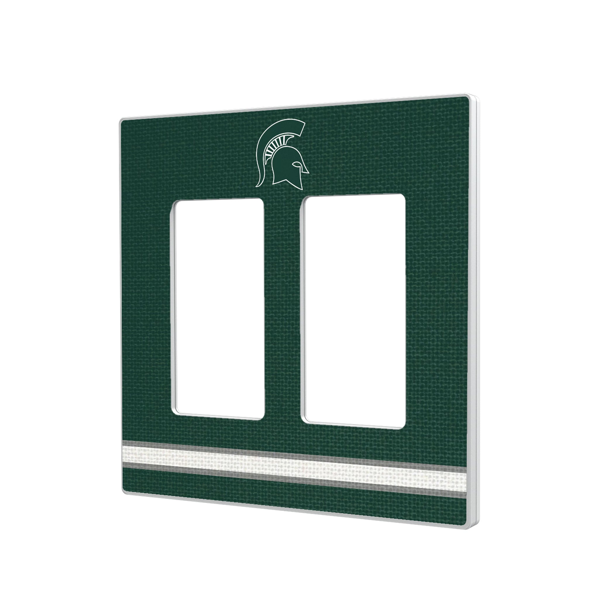 Michigan State University Spartans Stripe Hidden-Screw Light Switch Plate#Style_Double Rocker