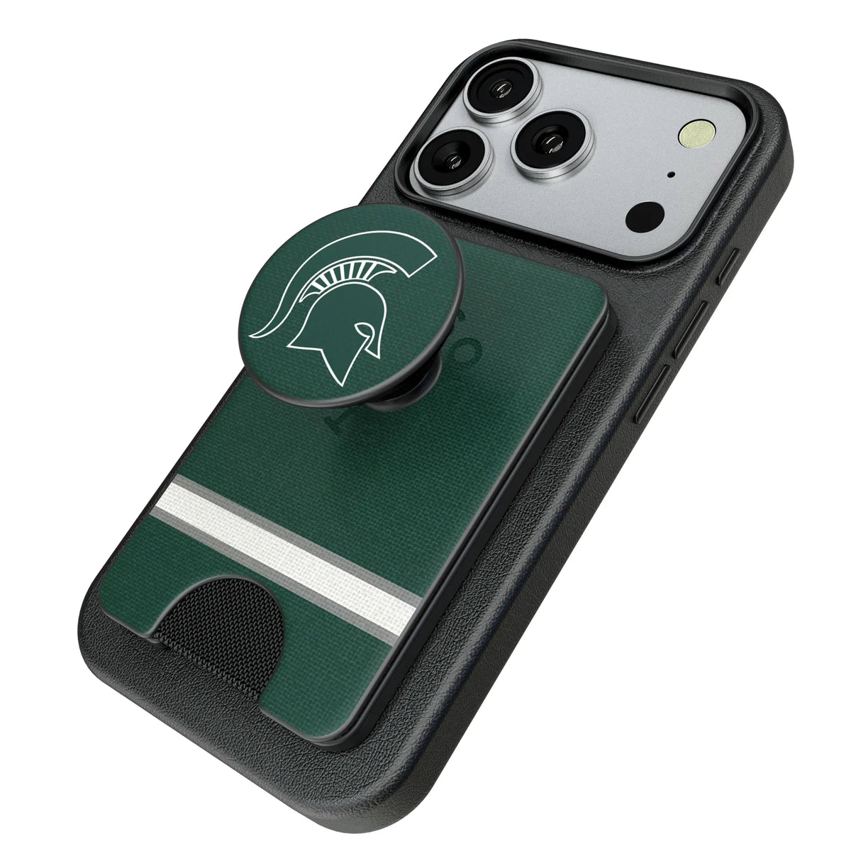 Michigan State University Spartans Stripe Popsockets Wallet Magnetic - Isometric View