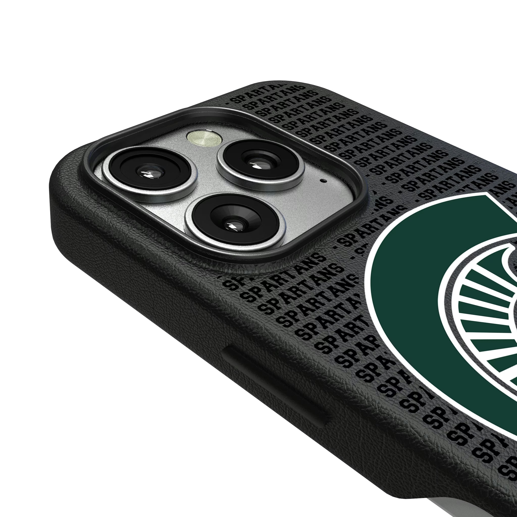 Michigan State University Spartans Text Backdrop iPhone MagSafe Compatible Phone Case for Apple iPhone - Detail