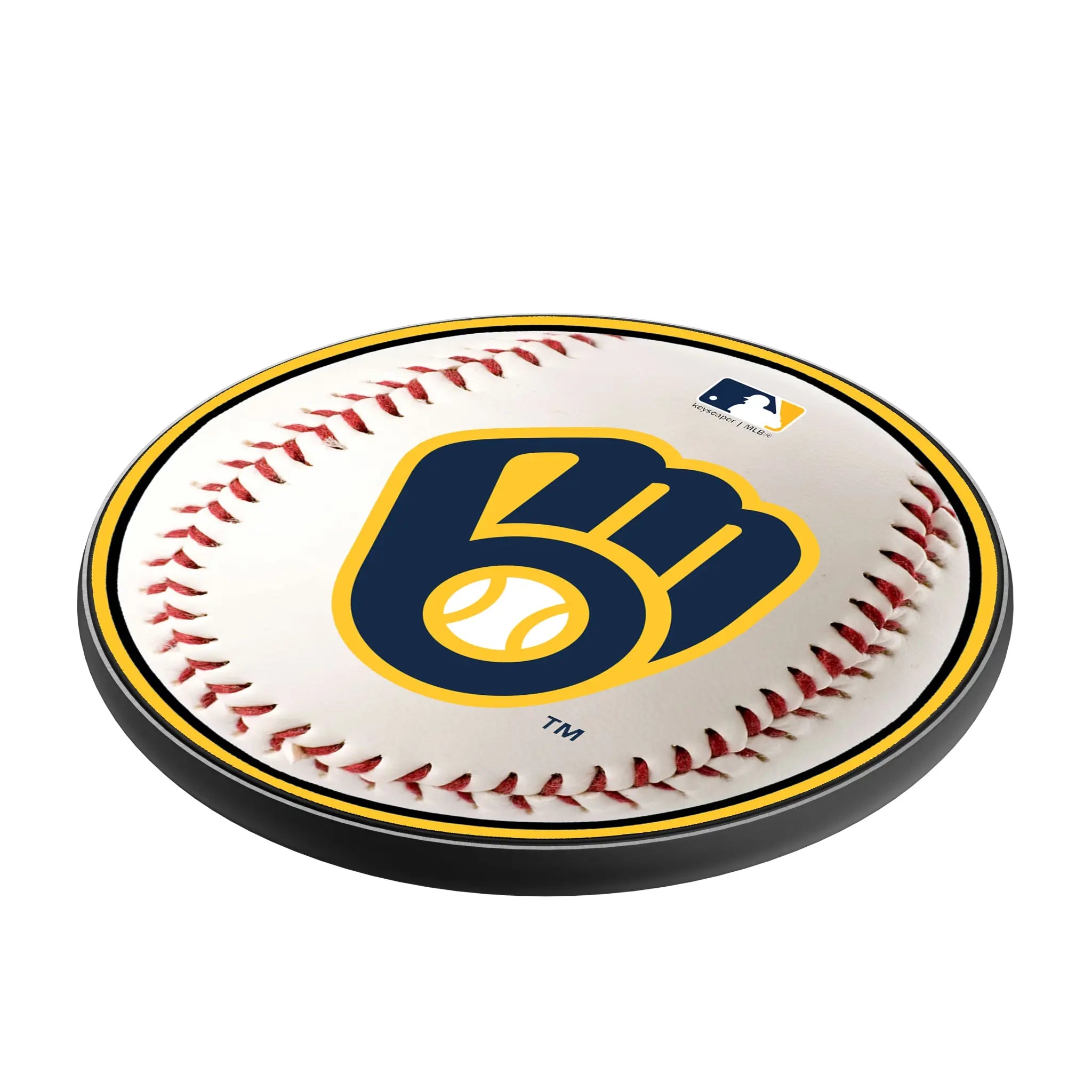 Milwaukee Brewers Baseball 15-Watt Wireless Charger - Isometric View