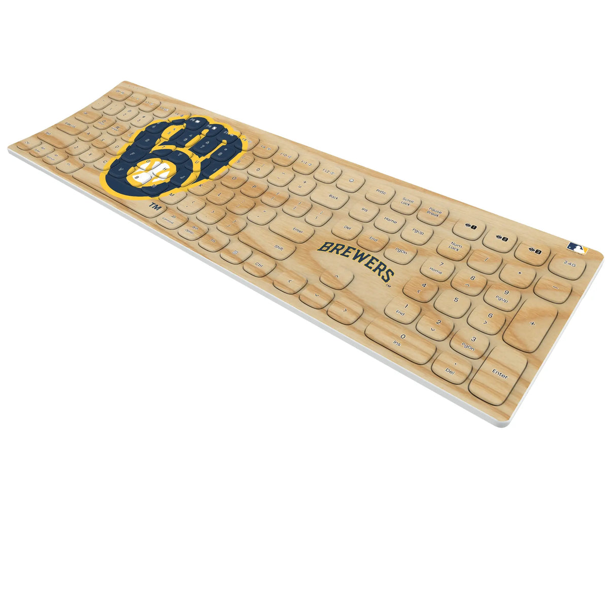 Milwaukee Brewers Baseball Bat KKB605 Curved Wireless Keyboard - Isometric View
