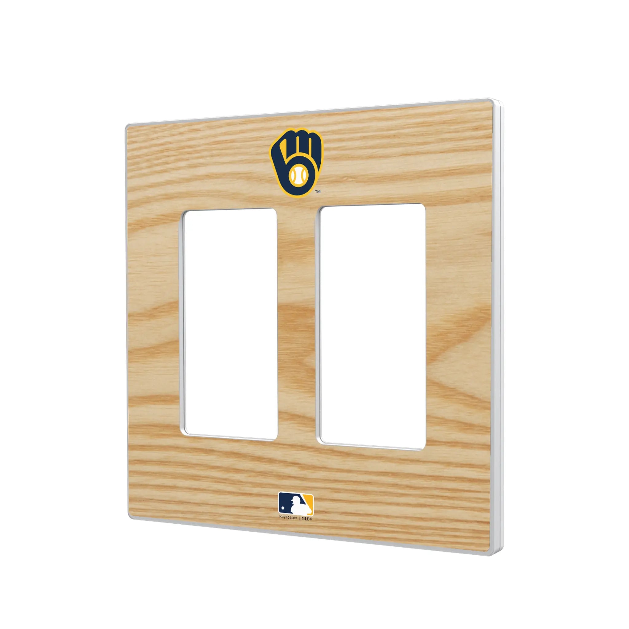 Milwaukee Brewers Baseball Bat Hidden-Screw Light Switch Plate#Style_Double Rocker