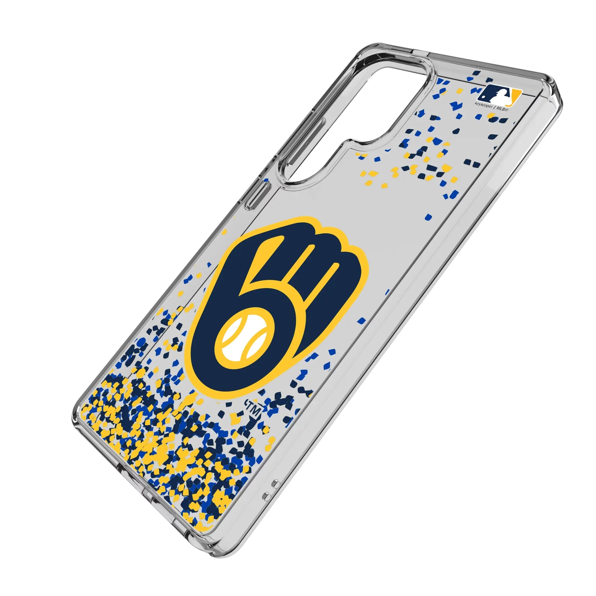 Milwaukee Brewers Confetti Galaxy Clear Phone Case for Samsung Galaxy - Isometric View#Device_Galaxy S25 Ultra