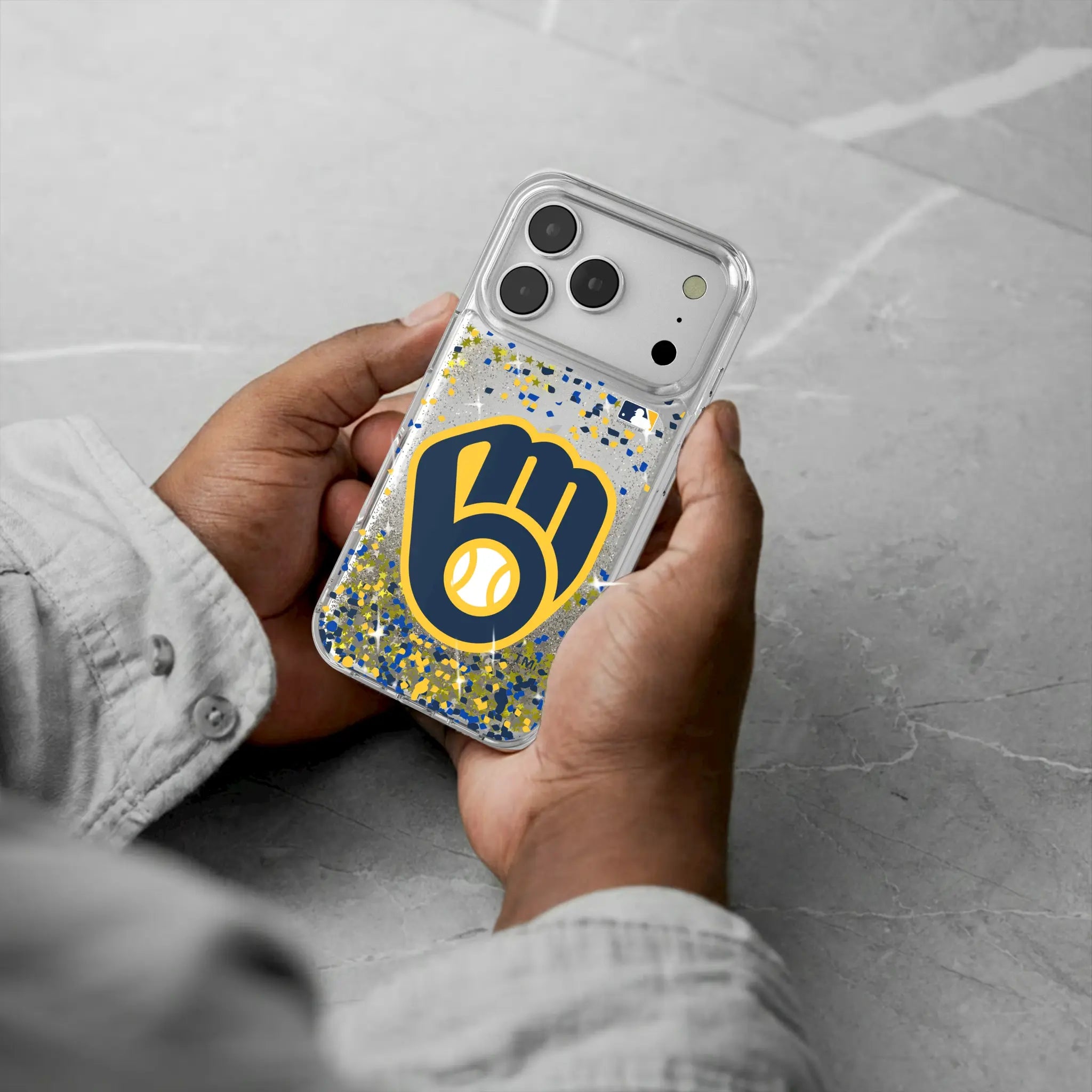 Milwaukee Brewers Confetti iPhone Glitter Phone Case for Apple iPhone - Lifestyle
