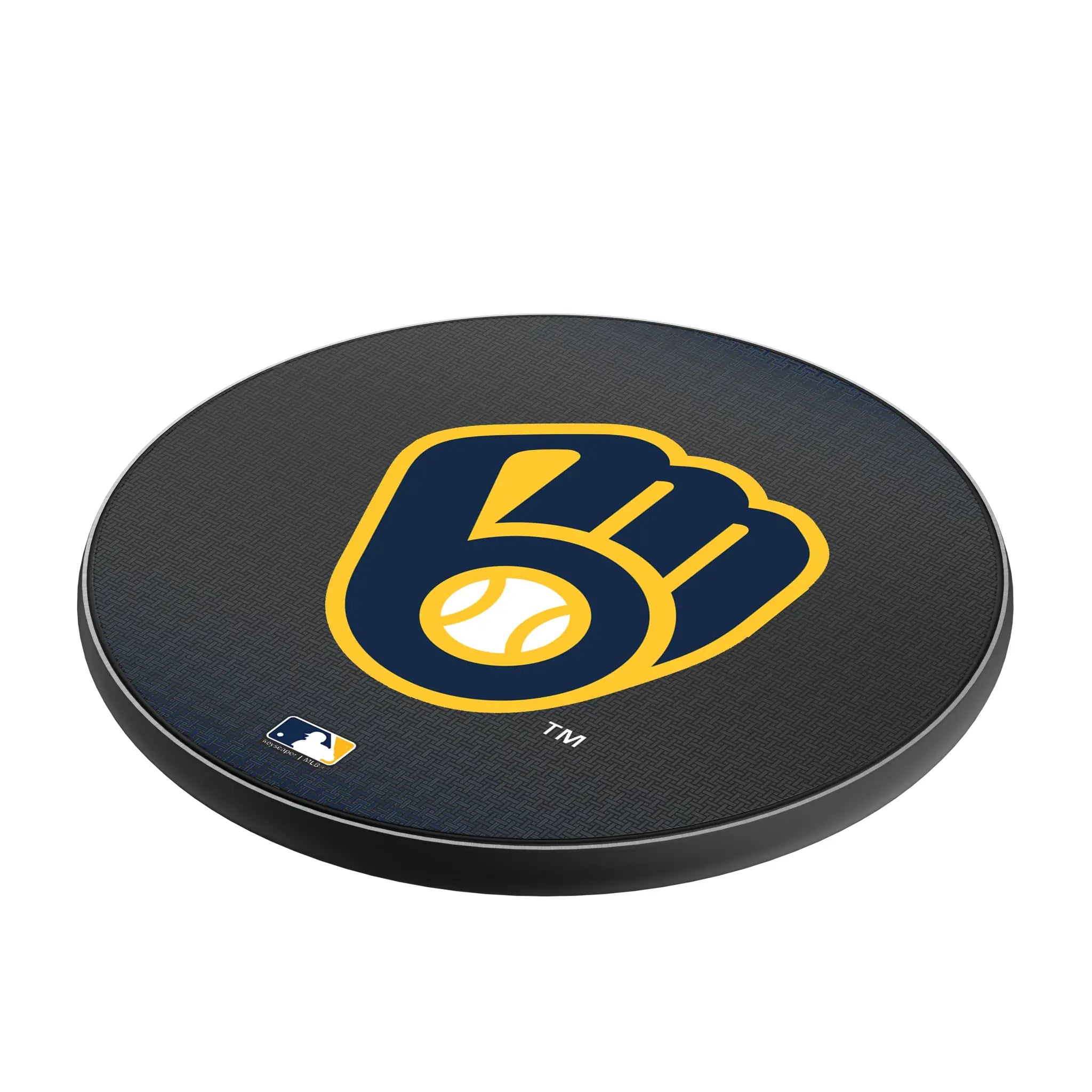 Milwaukee Brewers Linen 15-Watt Wireless Charger - Isometric View
