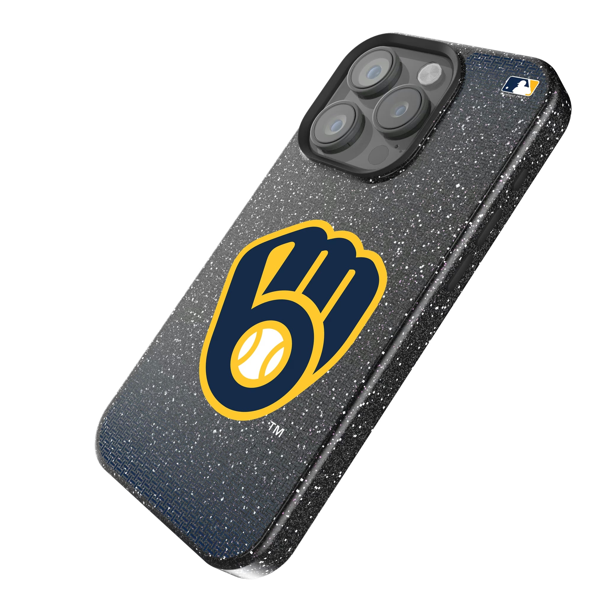 Milwaukee Brewers Linen iPhone Bling Phone Case for Apple iPhone - Isometric View