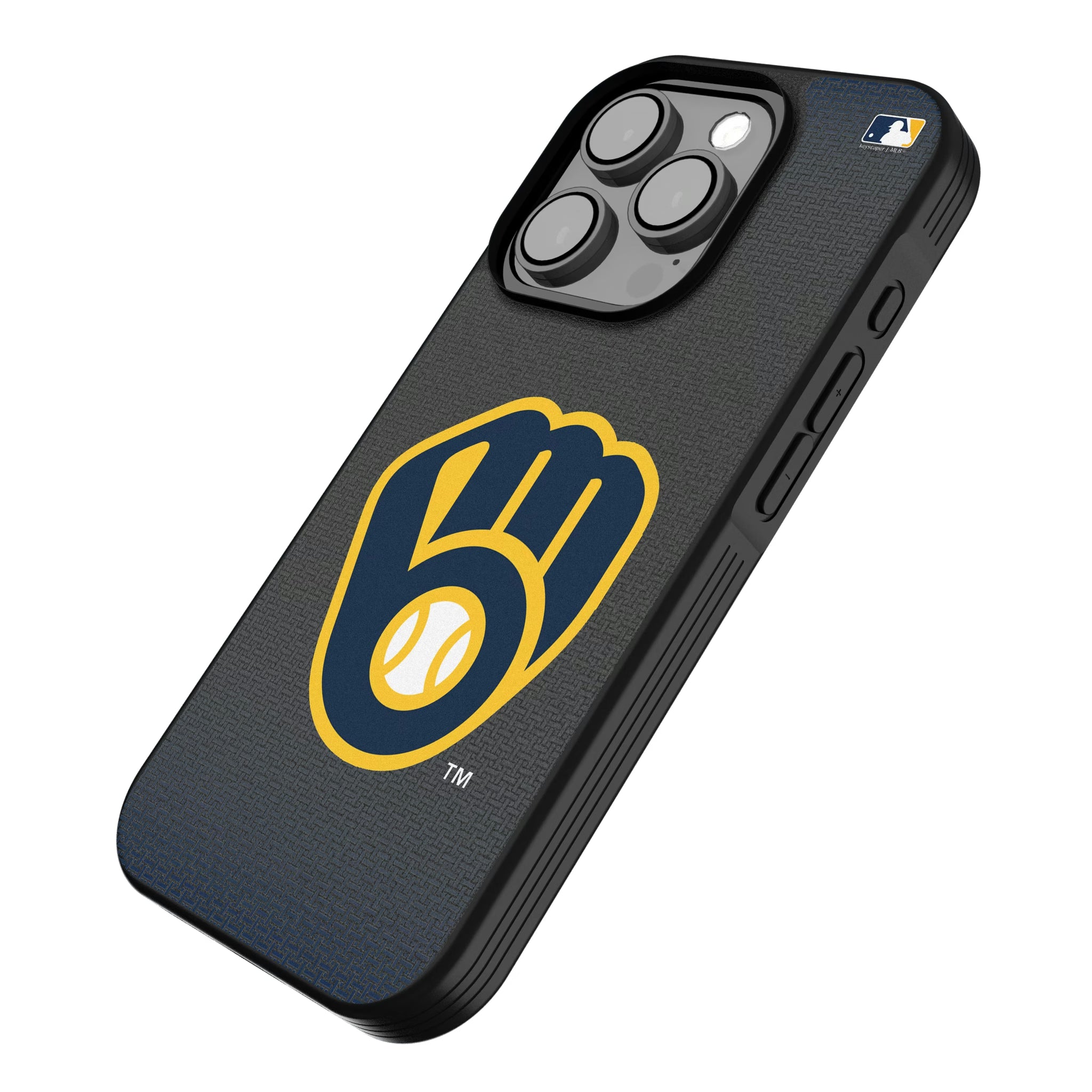 Milwaukee Brewers Linen iPhone Bump Phone Case for Apple iPhone - Isometric View