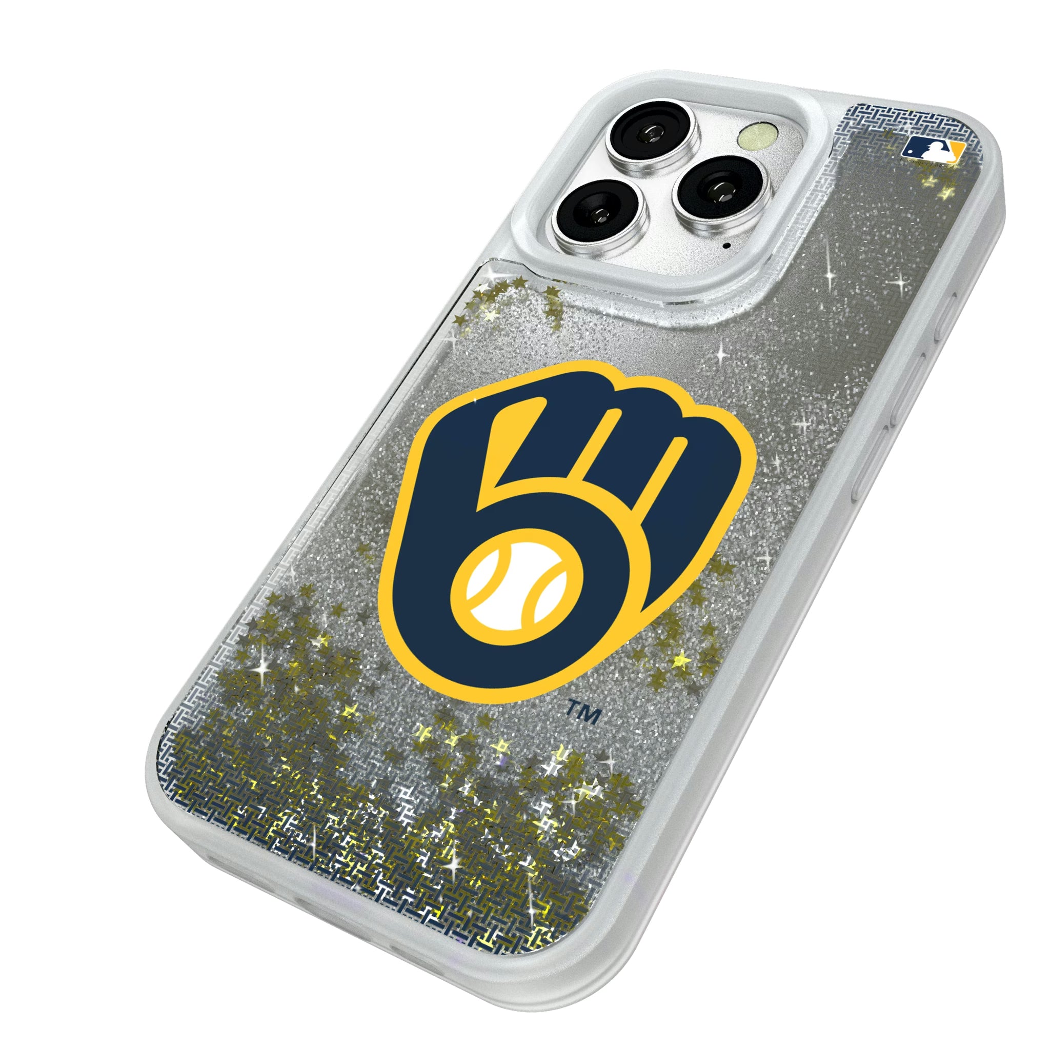 Milwaukee Brewers Linen iPhone Glitter Phone Case for Apple iPhone - Isometric View#Device_iPhone 16 Pro