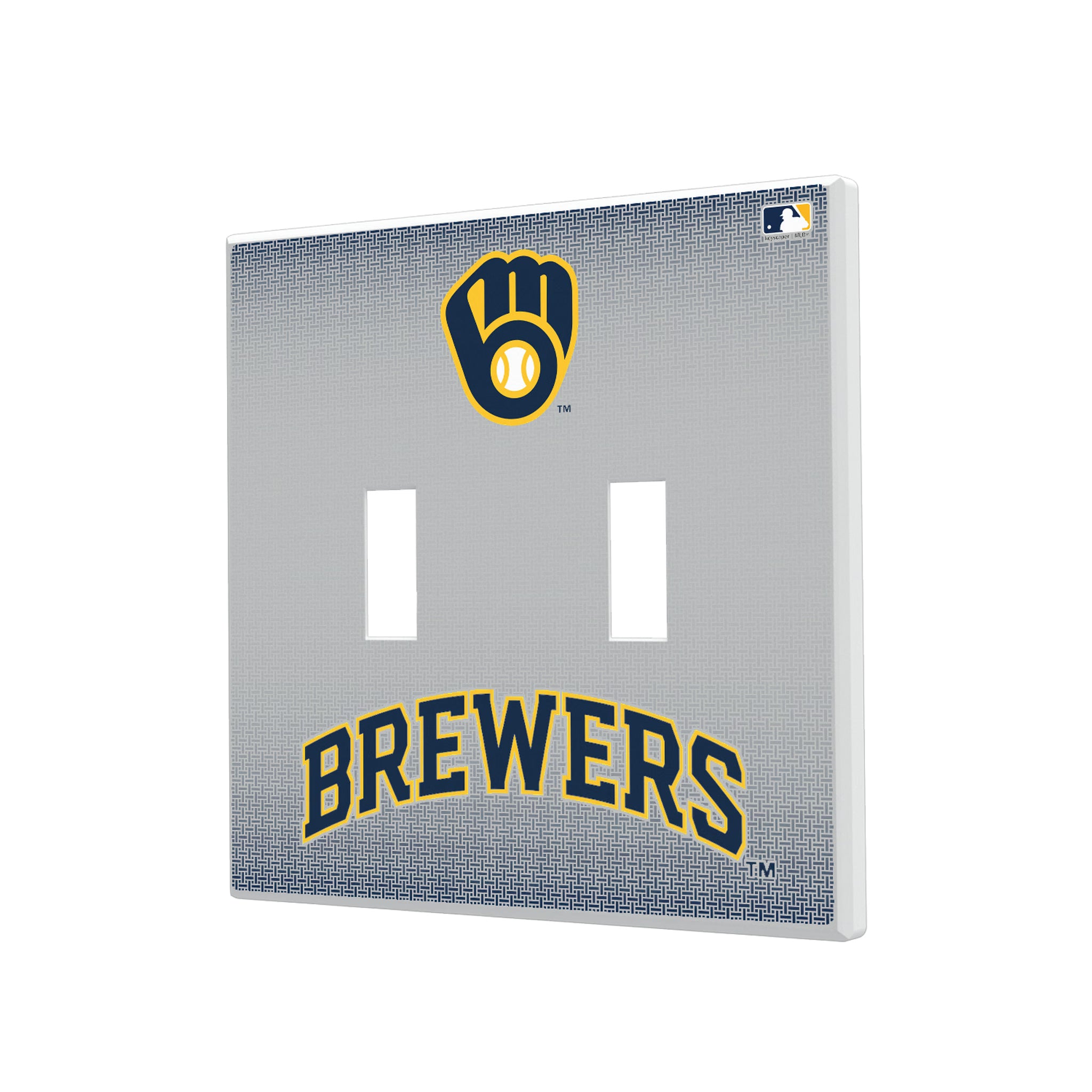 Milwaukee Brewers Linen Hidden-Screw Light Switch Plate#Style_Double Toggle