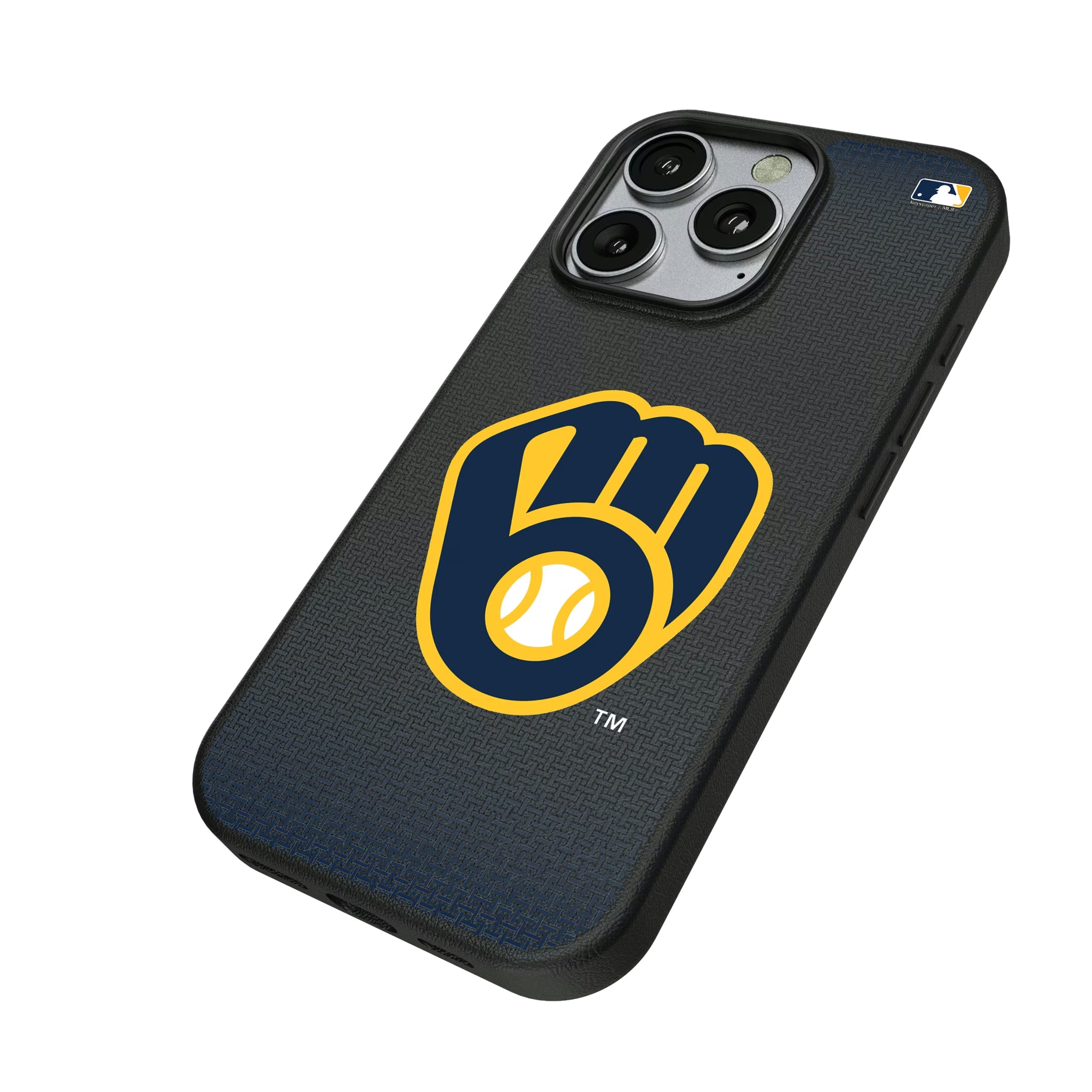 Milwaukee Brewers Linen iPhone MagSafe Compatible Phone Case for Apple iPhone - Isometric View