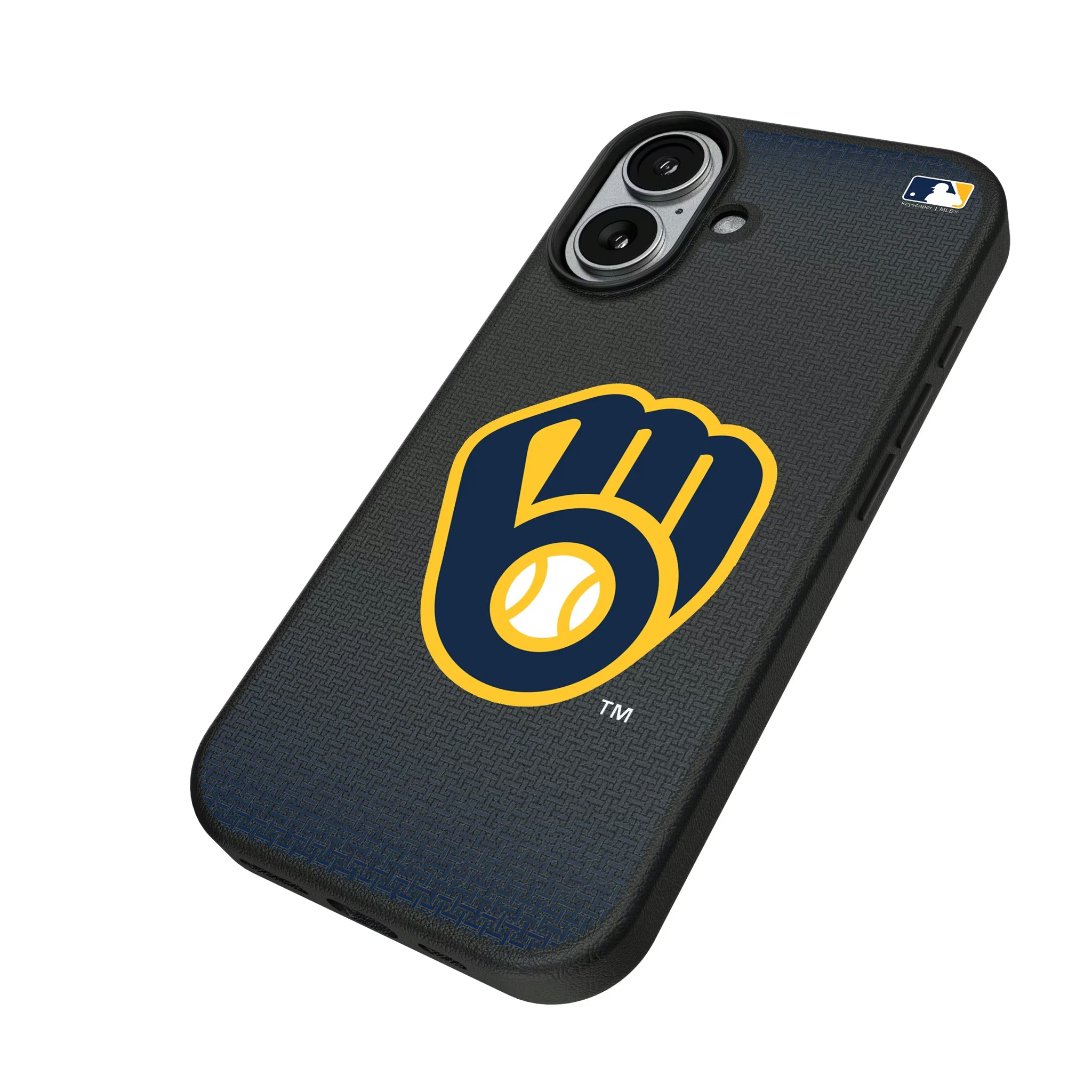 Milwaukee Brewers Linen iPhone MagSafe Compatible Phone Case for Apple iPhone - Isometric View#Device_iPhone 17