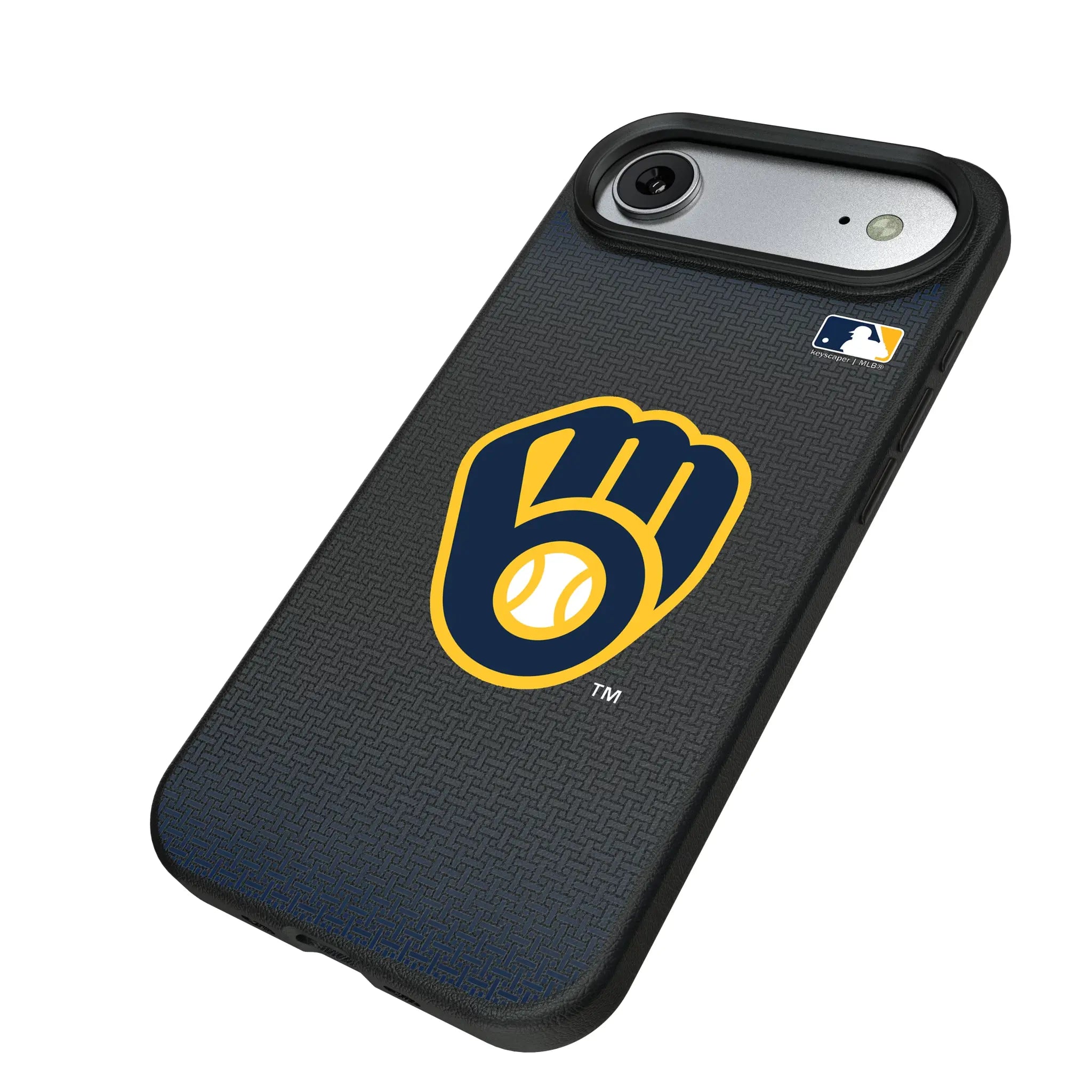 Milwaukee Brewers Linen iPhone MagSafe Compatible Phone Case for Apple iPhone - Isometric View#Device_iPhone Air