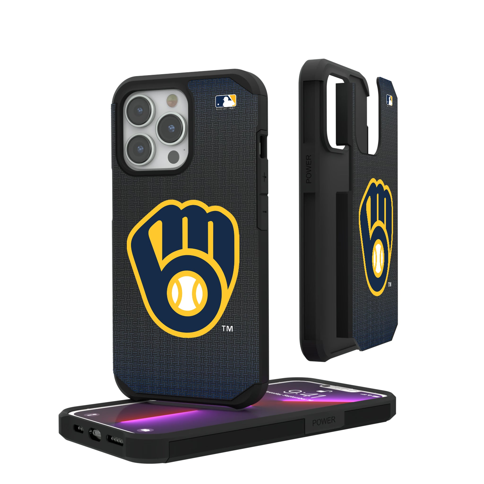 Milwaukee Brewers Linen iPhone Rugged Phone Case for Apple iPhone#Device_iPhone 13 Pro