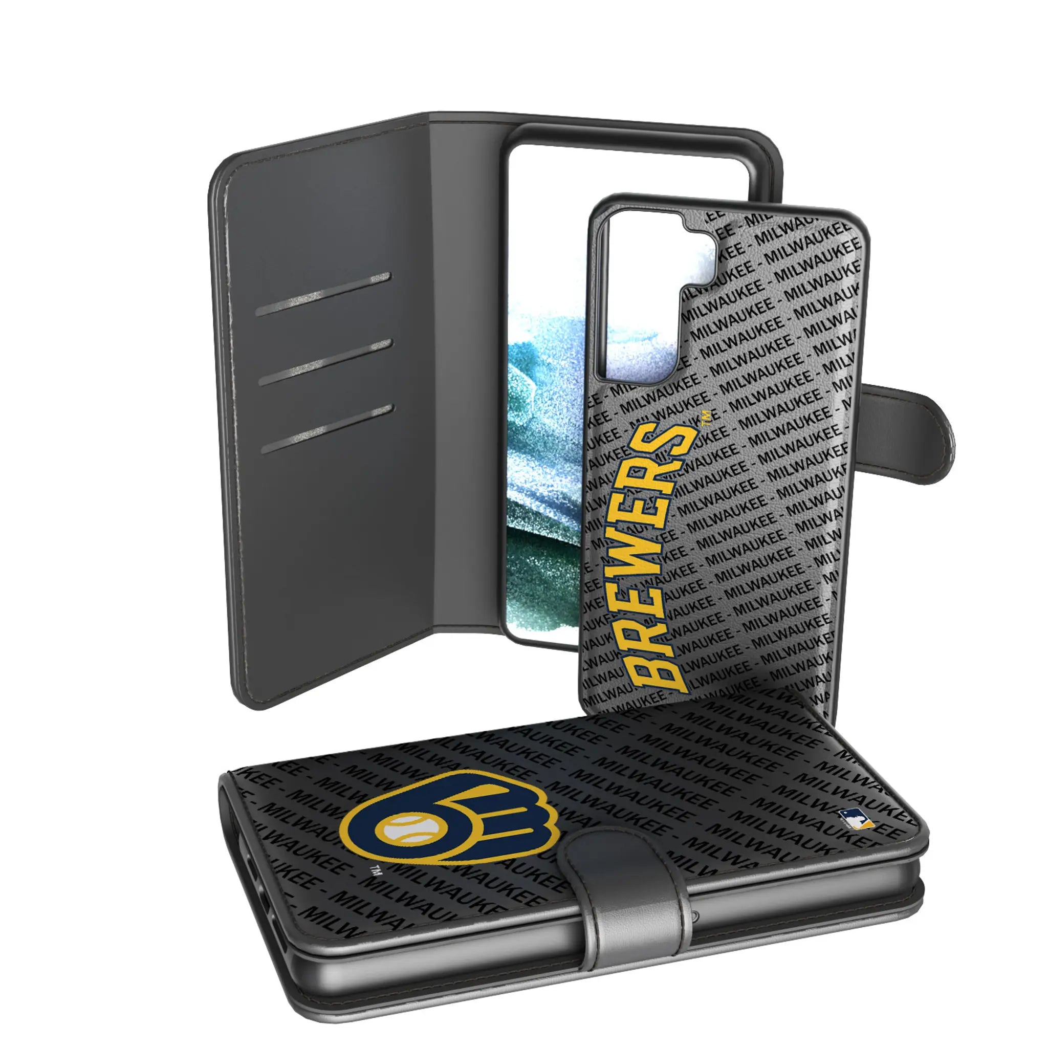 Milwaukee Brewers Monocolor Tilt Galaxy Wallet Phone Case for Samsung Galaxy