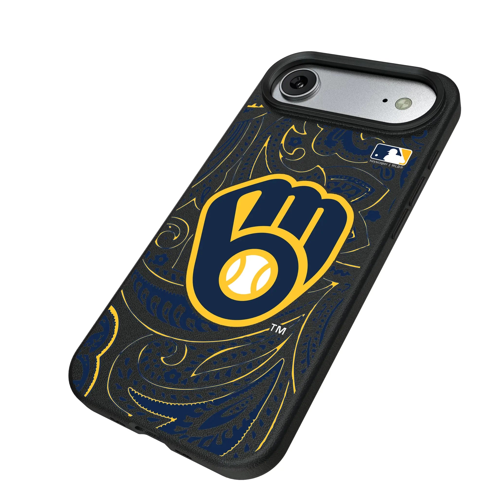 Milwaukee Brewers Paisley iPhone MagSafe Compatible Phone Case for Apple iPhone - Isometric View#Device_iPhone Air