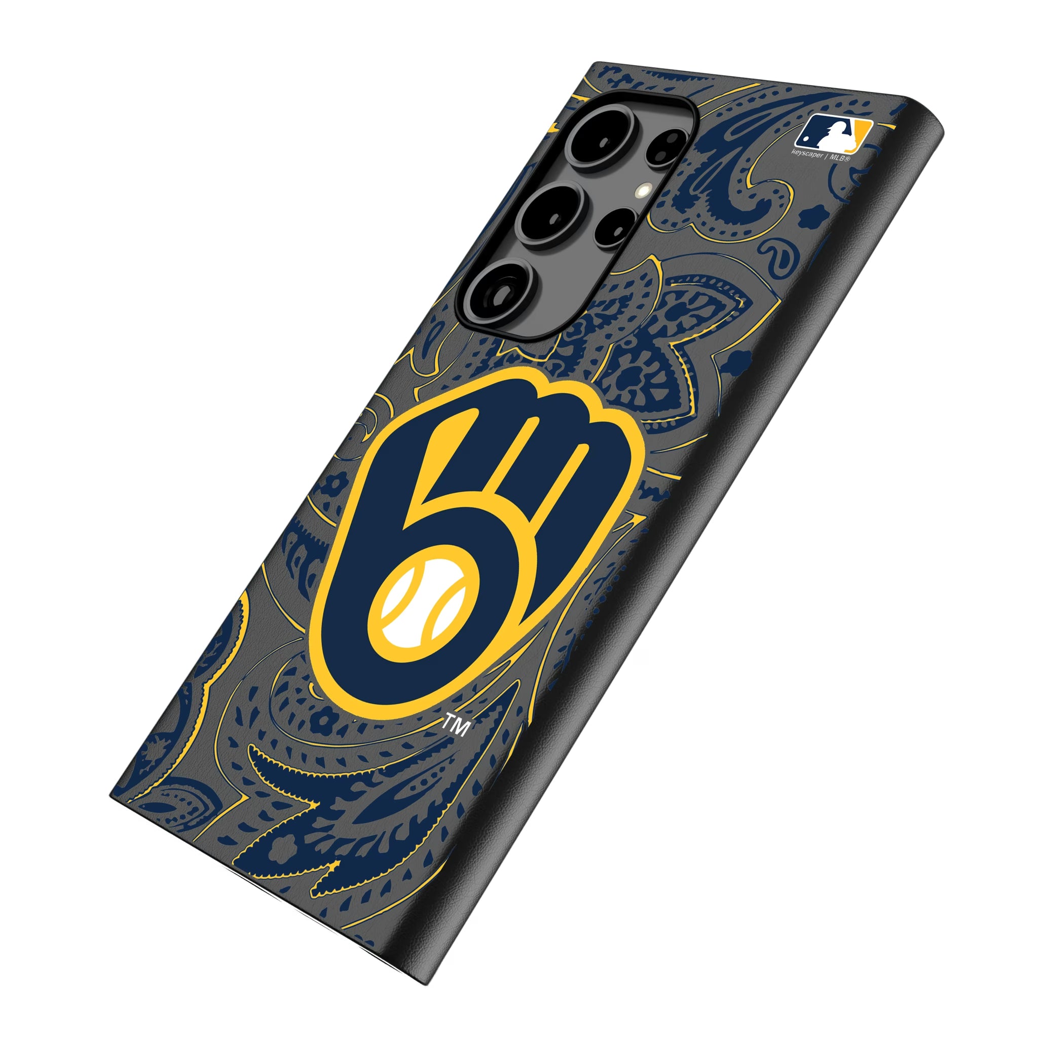 Milwaukee Brewers Paisley Galaxy MagSafe Compatible Phone Case for Samsung Galaxy - Isometric View