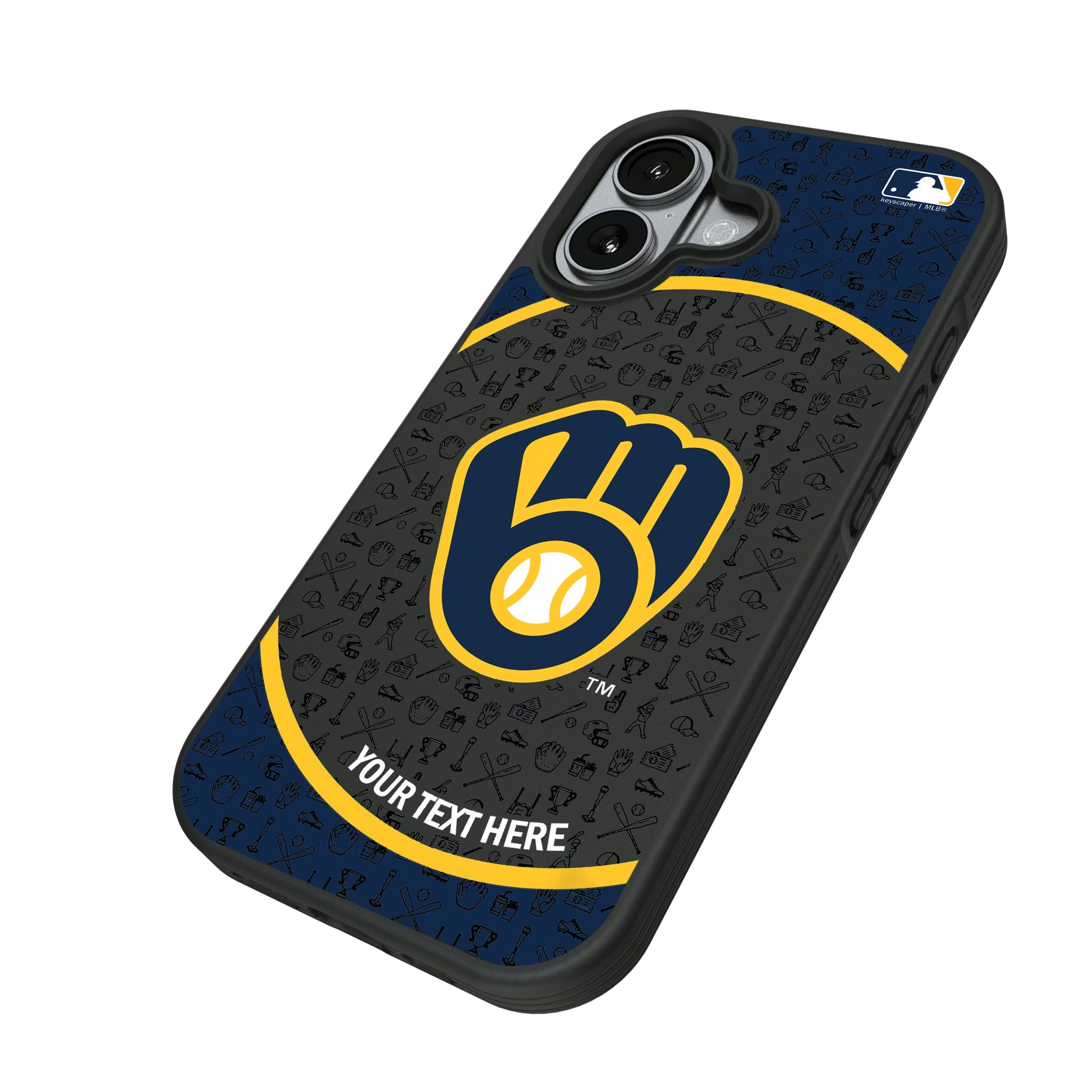 Milwaukee Brewers Personalized Circle iPhone Bump Phone Case for Apple iPhone - Isometric View#Device_iPhone 17