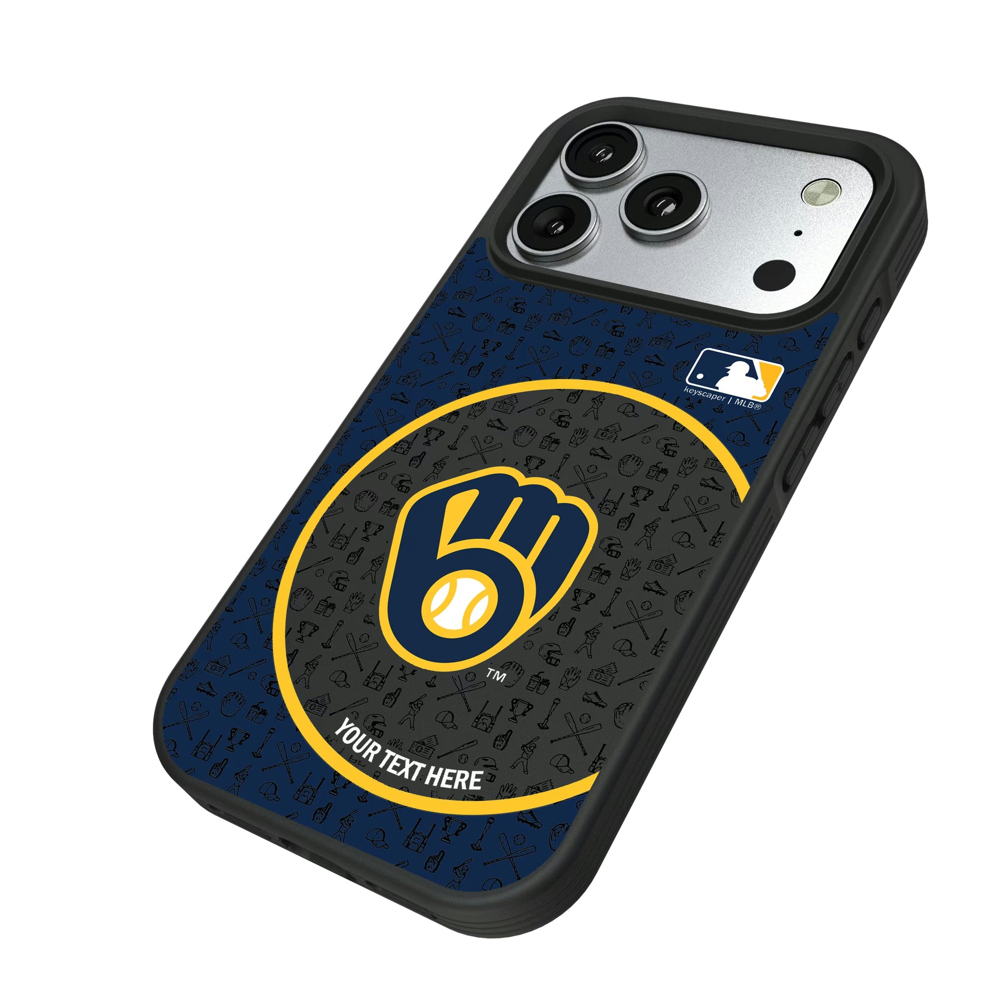 Milwaukee Brewers Personalized Circle iPhone Bump Phone Case for Apple iPhone - Isometric View#Device_iPhone 17 Pro