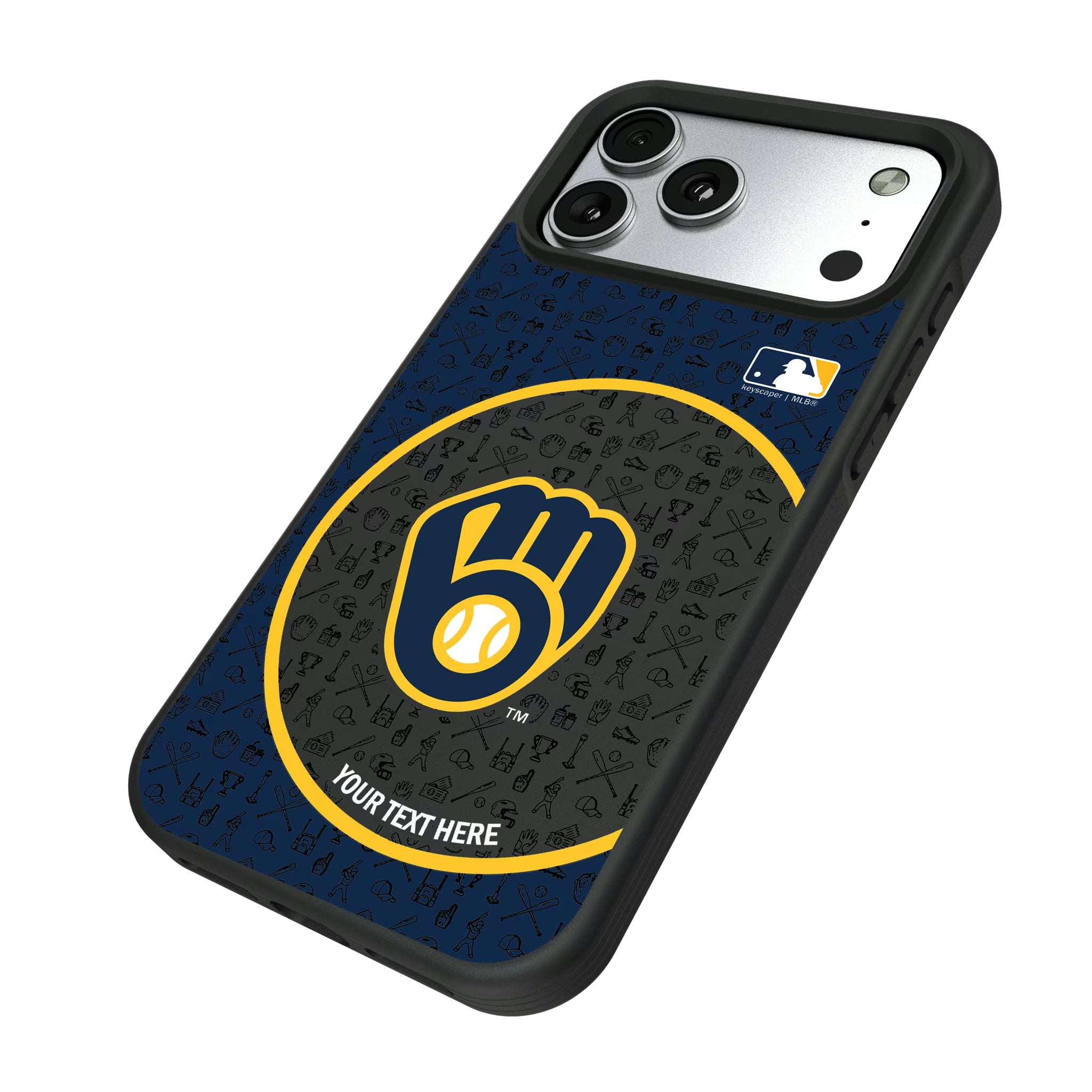 Milwaukee Brewers Personalized Circle iPhone Bump Phone Case for Apple iPhone - Isometric View#Device_iPhone 17 Pro Max
