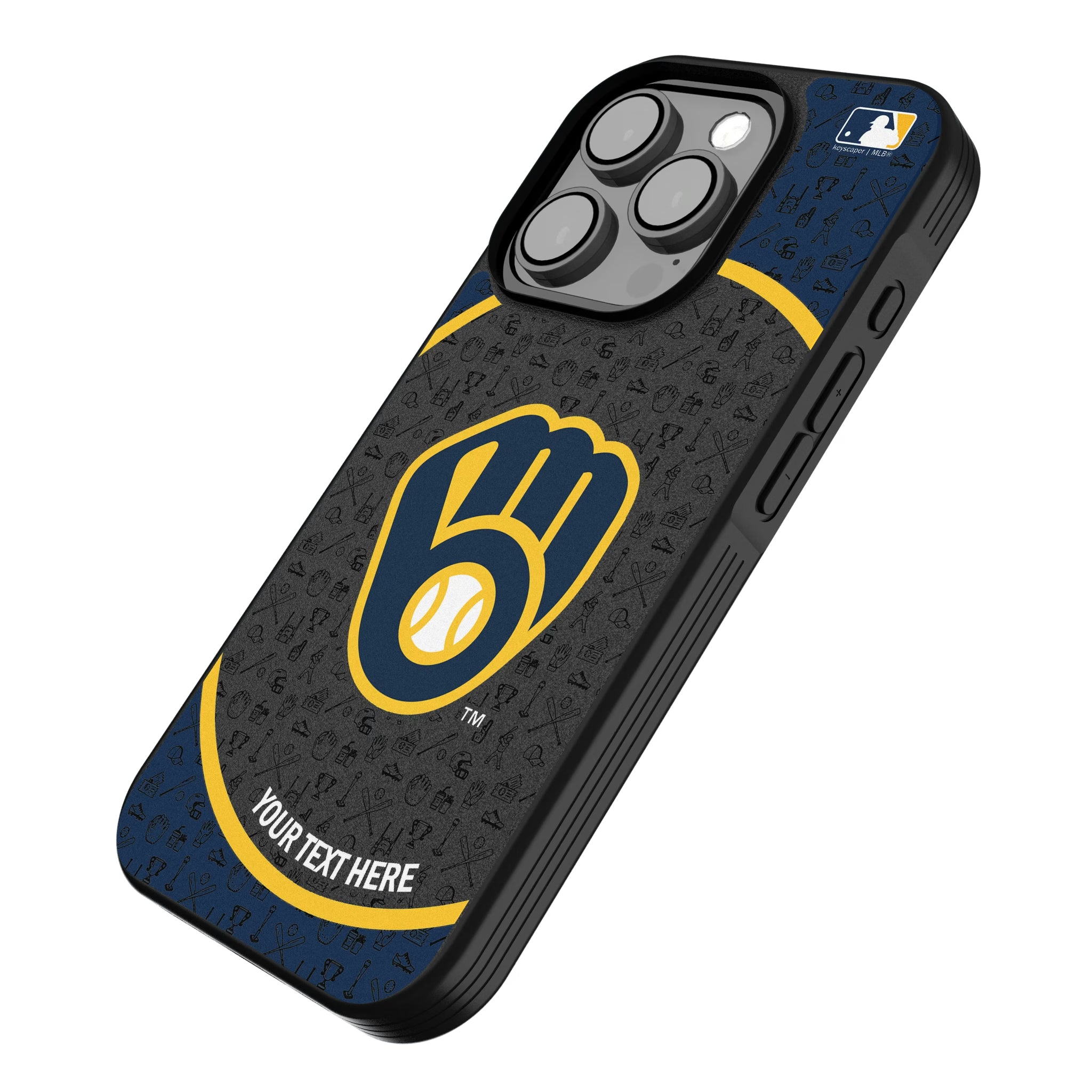 Milwaukee Brewers Personalized Circle iPhone Bump Phone Case for Apple iPhone - Isometric View