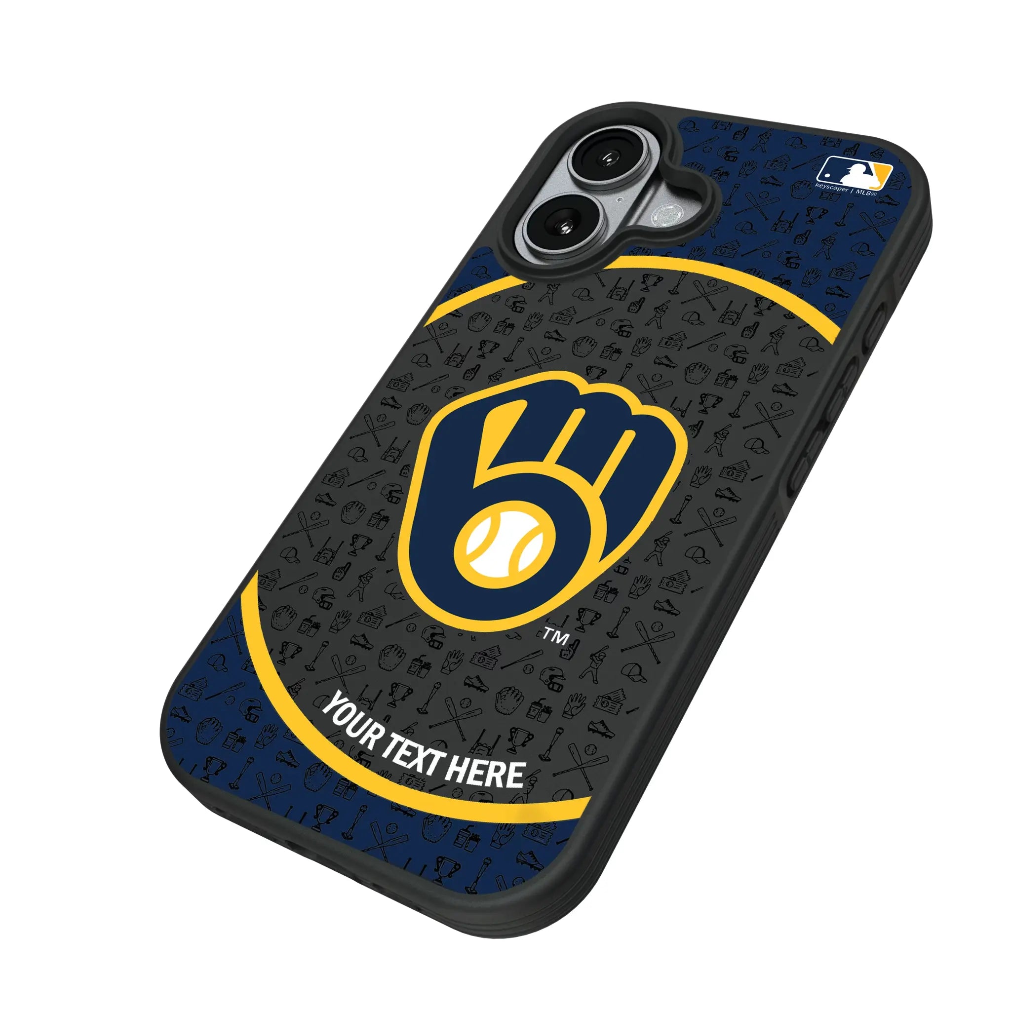 Milwaukee Brewers Personalized Circle iPhone Bump Phone Case for Apple iPhone - Isometric View#Device_iPhone 17